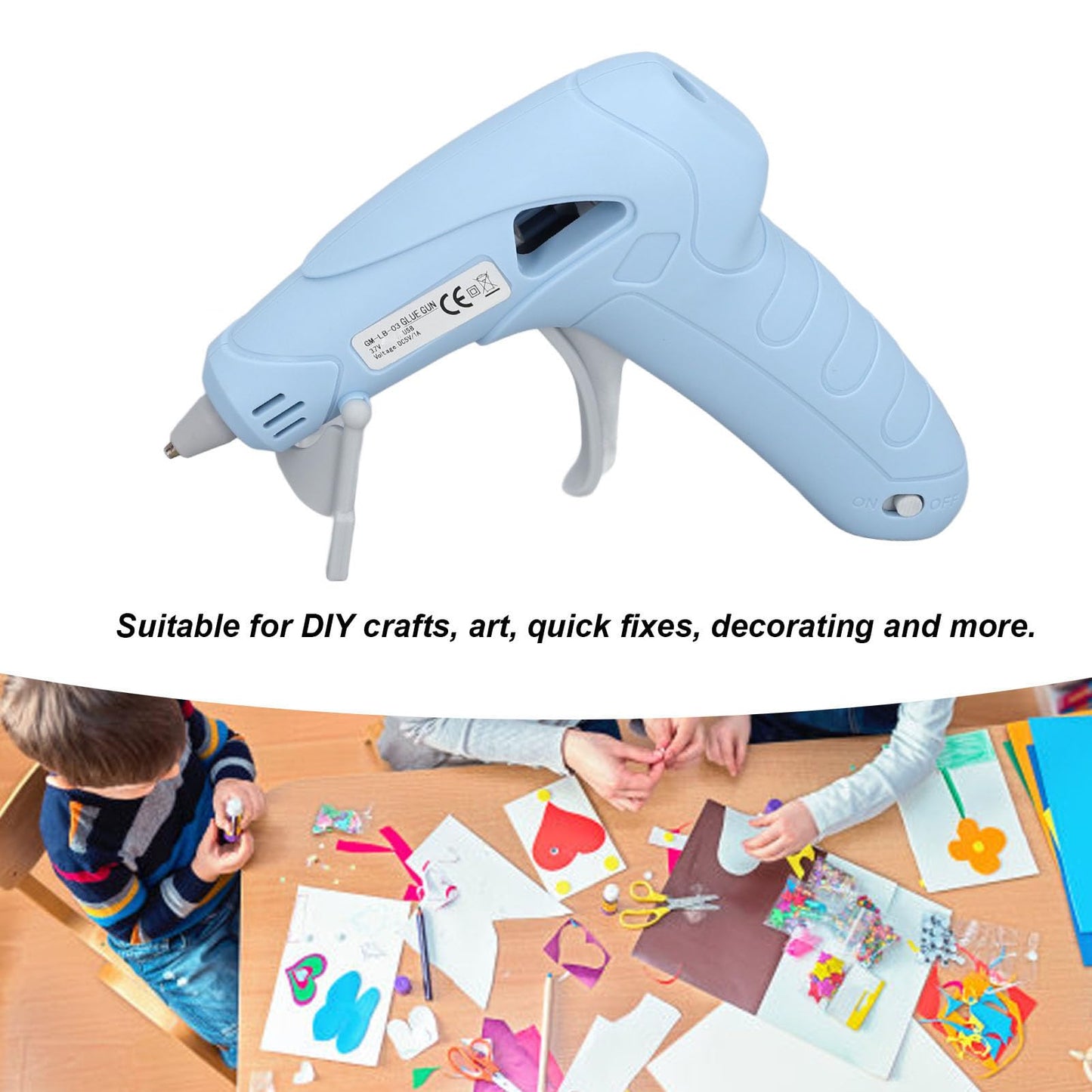 Cordless Hot Glue Gun, USB Rechargeable, Fast Preheating, Kit with 30 Glue Sticks, Portable, for Art and Decorations