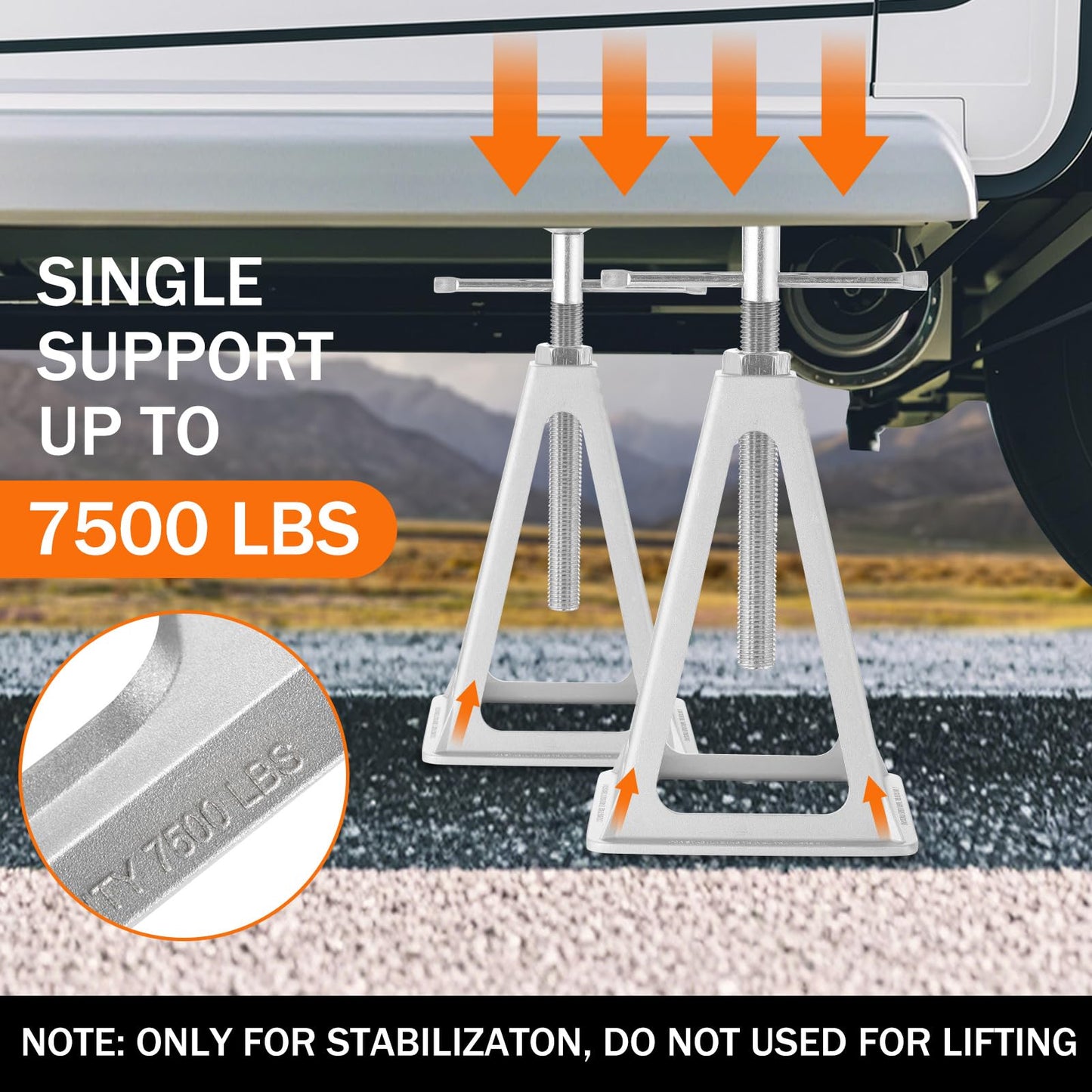 BOYISEN RV Stabilizer Jacks Set of 4，Aluminum Screw Jack Stands Adjustable from 11-17 Inch, Single Stabilizer Jacks for Travel Trailer Support up to 7500 Lbs