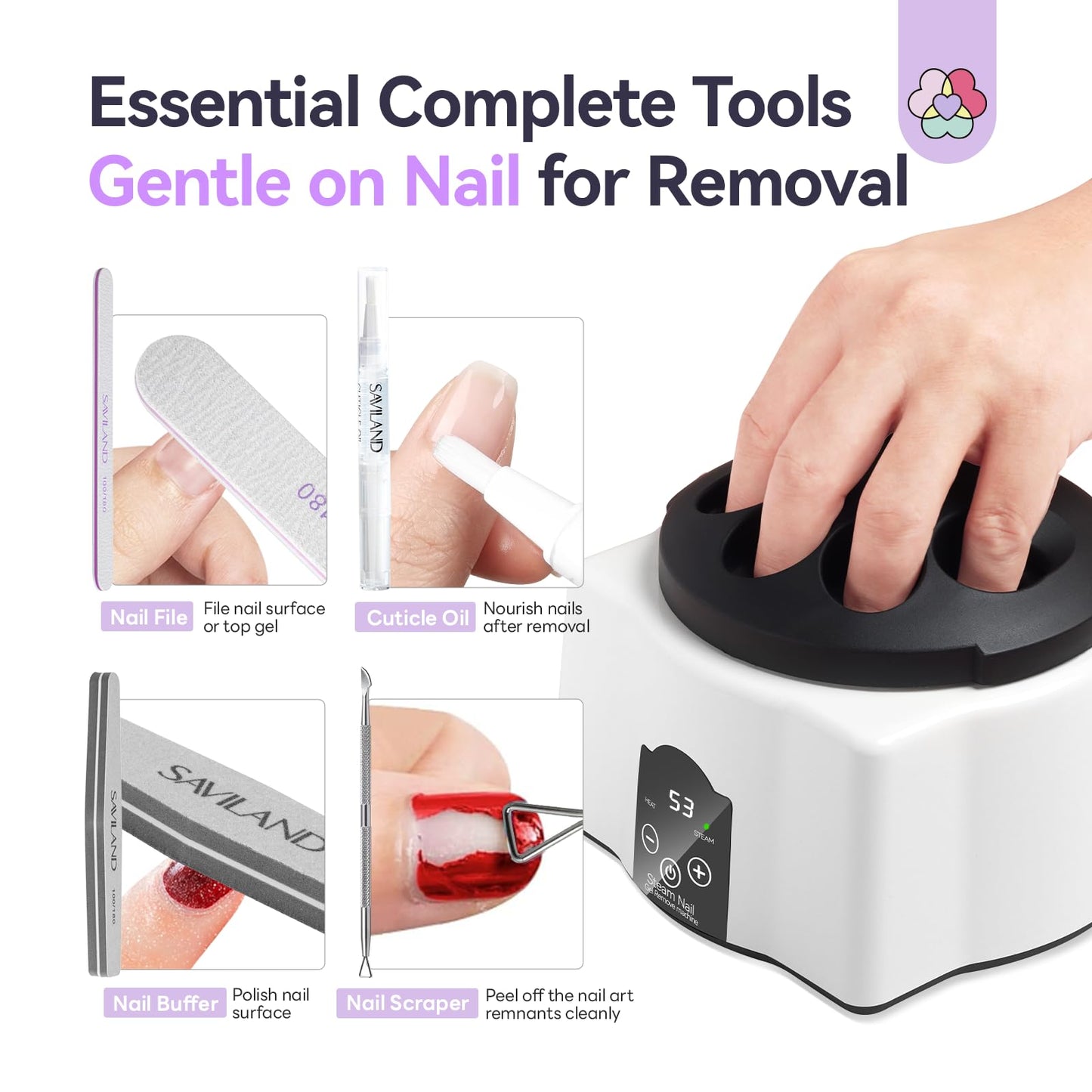 Saviland Essentials Nail Polish Remover Machine: Nail Soaking Bowl & Acetone Nail Polish Remover Gel Nail Remover Machine with Nail Soak off Bowl Soaker Tech Acrylic Nail Remover Steam Salon Home DIY