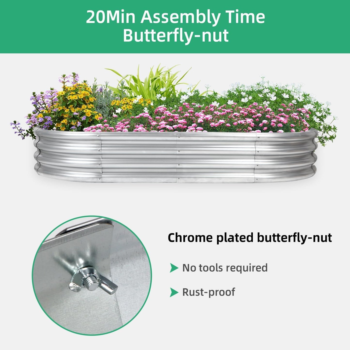 Gartist 2 pcs 4×2×1 ft Raised Garden Bed for Outdoor, Easy Assembly Galvanized Planter Box for Vegetables, Flowers & Herbs