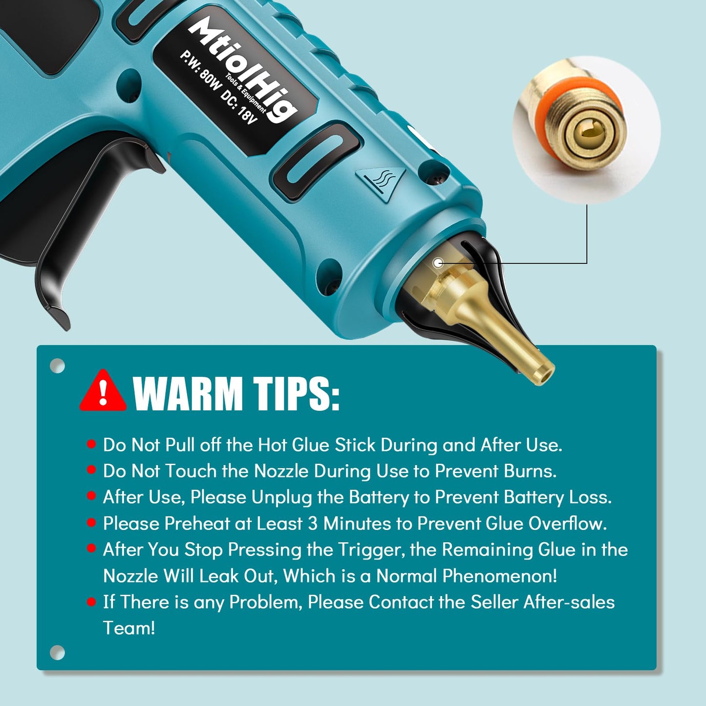MtiolHig Cordless Hot Glue Gun Compatible with Makita 18v Battery (Tool Only) Handheld Wireless Power Heavy Duty Hot Glue Gun Full Size Kit with 20pcs 0.43'' Hot Glue Stick for Arts & Crafts