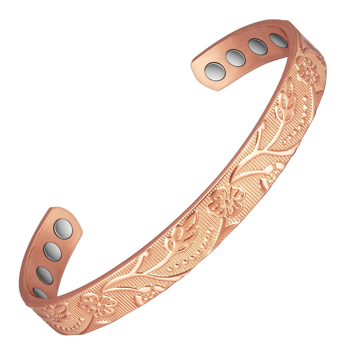 EnerCoppeX Copper Magnetic Bracelet for Women - Detox Jewelry with 3500 Gauss Magnet, Adjustable Cuff Bangle (R)