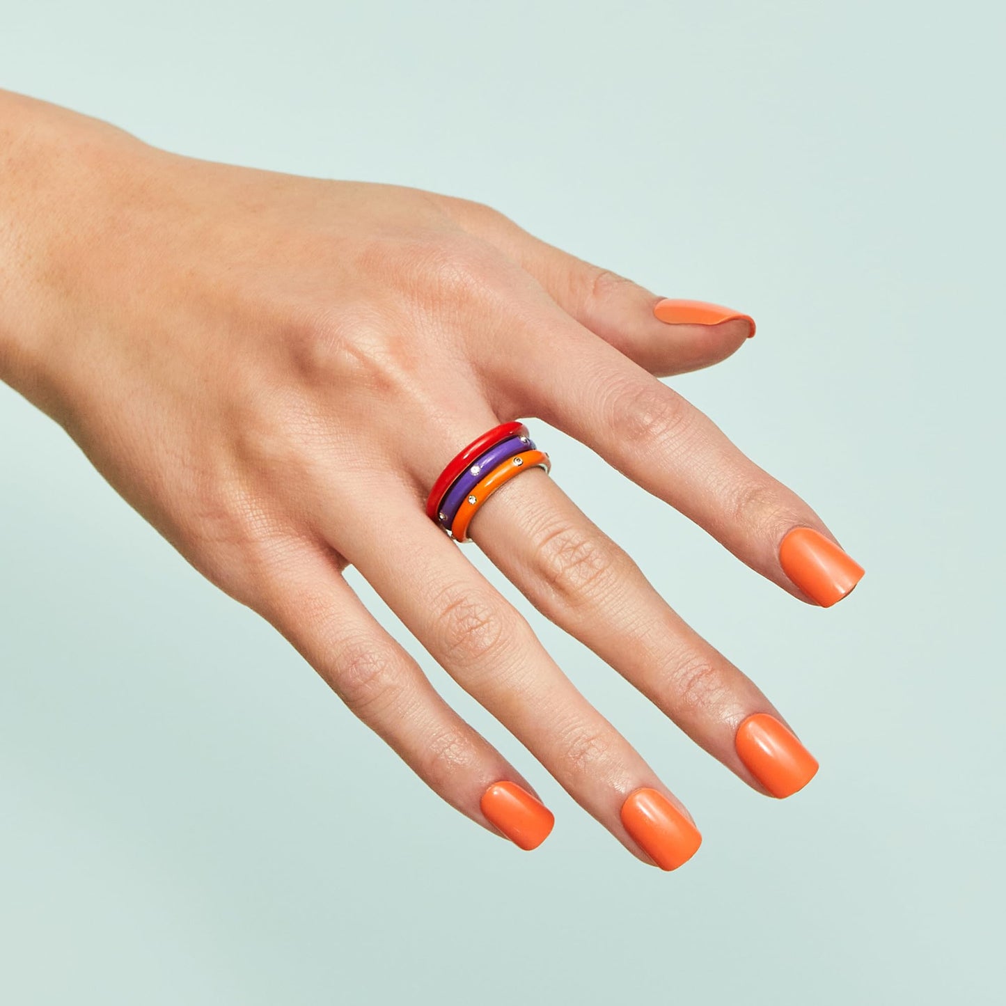 Impress Color Press On Nails, ‘'Sweet Mango', Solid Orange, Short Squoval, PureFit Technology, Patented Super Hold Adhesive, Chip Proof, Smudge Proof, Mini Nail File, Manicure Stick & 30 Fake Nails