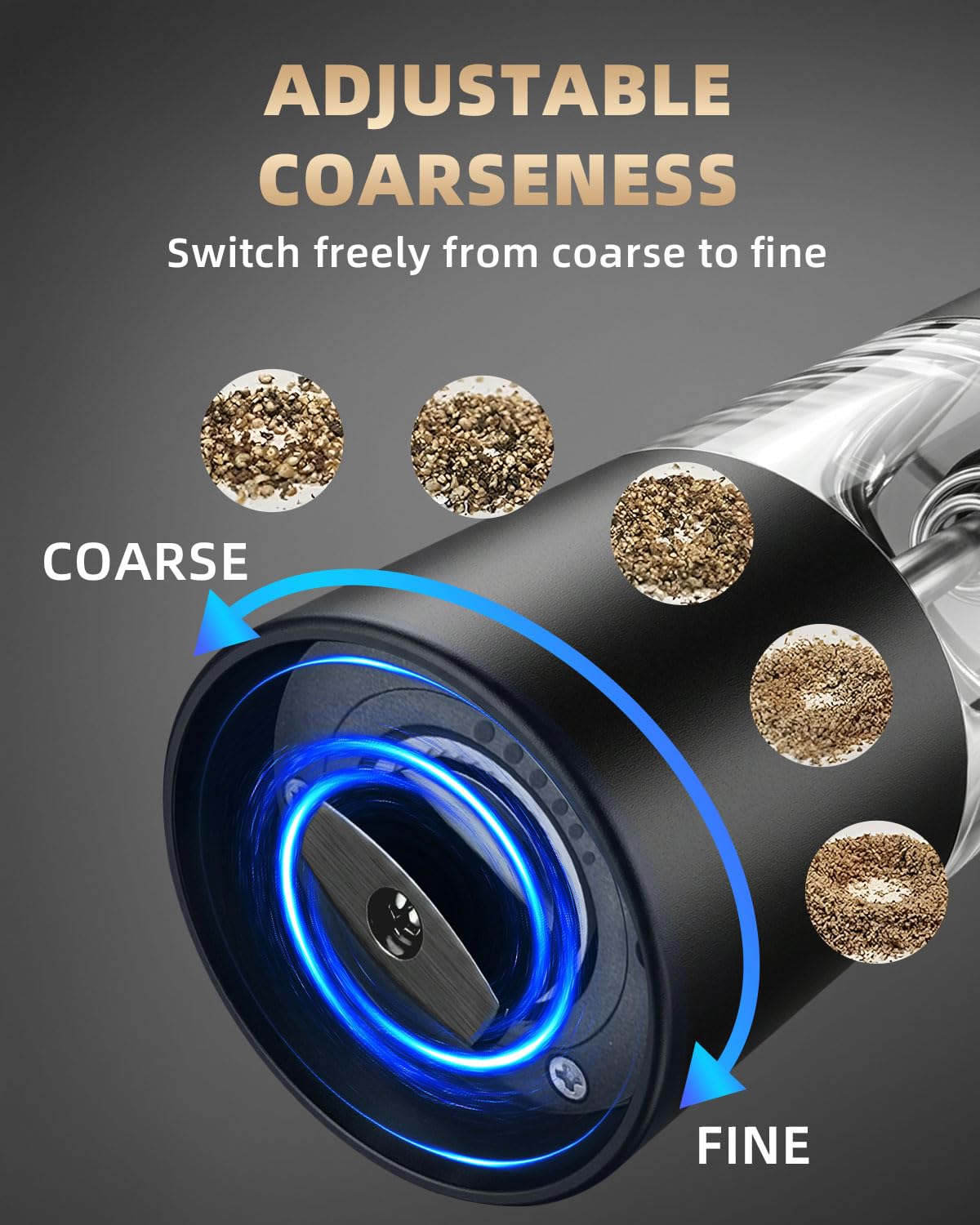 Electric Salt and Pepper Grinder Set Rechargeable, Automatic Salt and Pepper Shakers Mill Refillable, One Hand Operation Adjustable Coarseness, Kitchen Gadgets, House Warming Gifts New Home