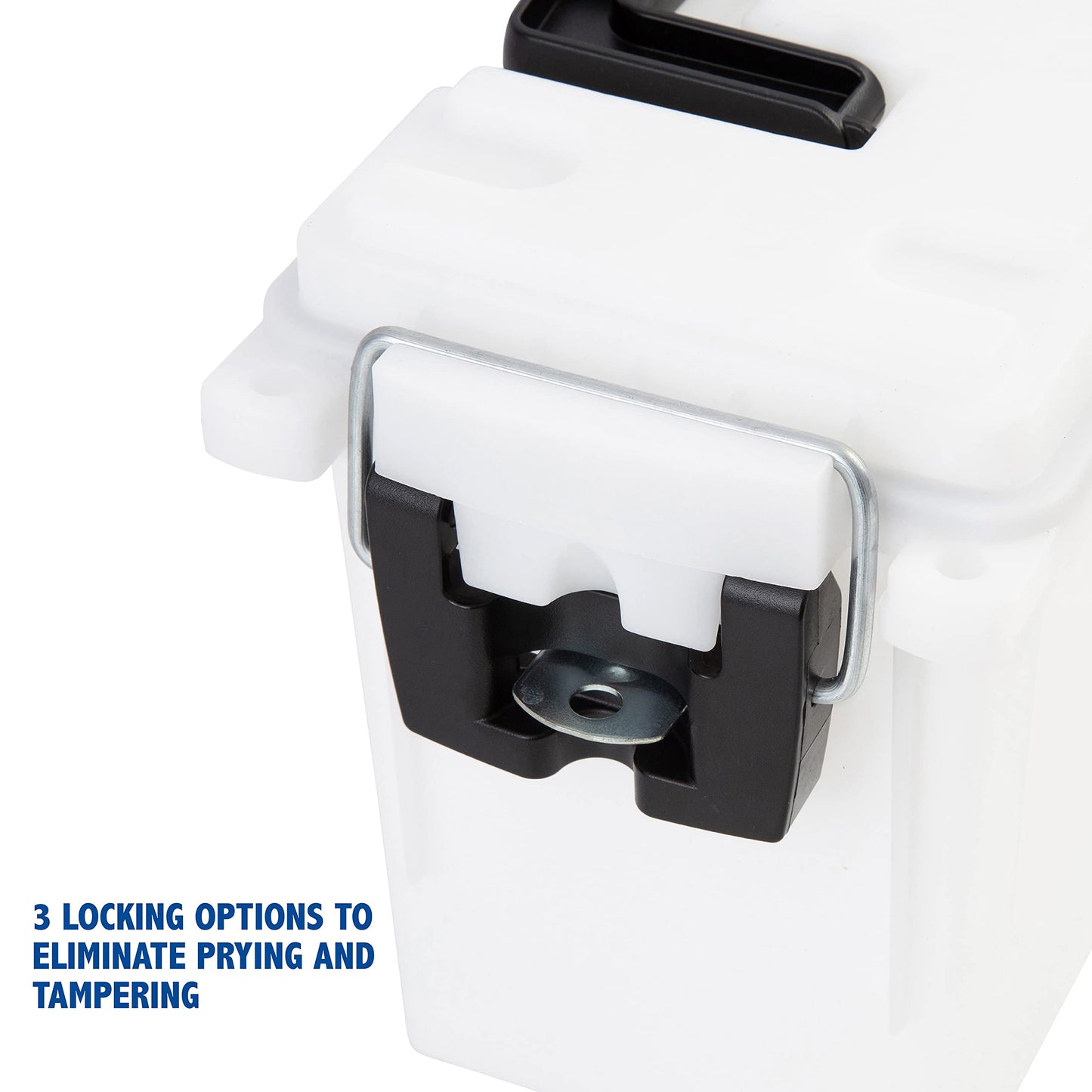 Sheffield 12634 Field Box, Pistol, Rifle, or Shotgun Ammo Storage Box, Tamper-Proof Locking Ammo Can, Water Resistant, Made in The U.S.A, Stackable, White