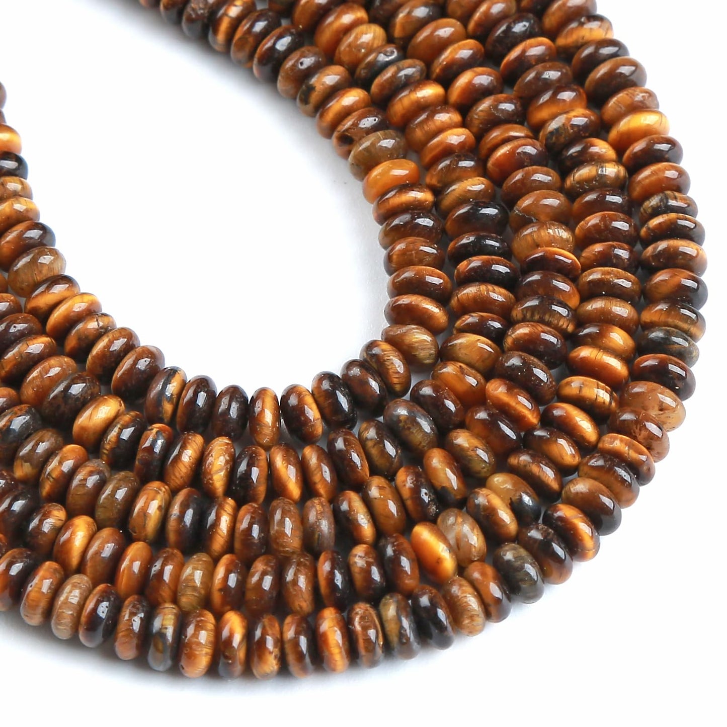 150PCS 2x4mm Natural Yellow Tiger Eye Rondelle Beads Abacus Disk Stone Beads Round Loose Spacer Gemstone Beads for DIY Bracelet Necklace Jewelry Making