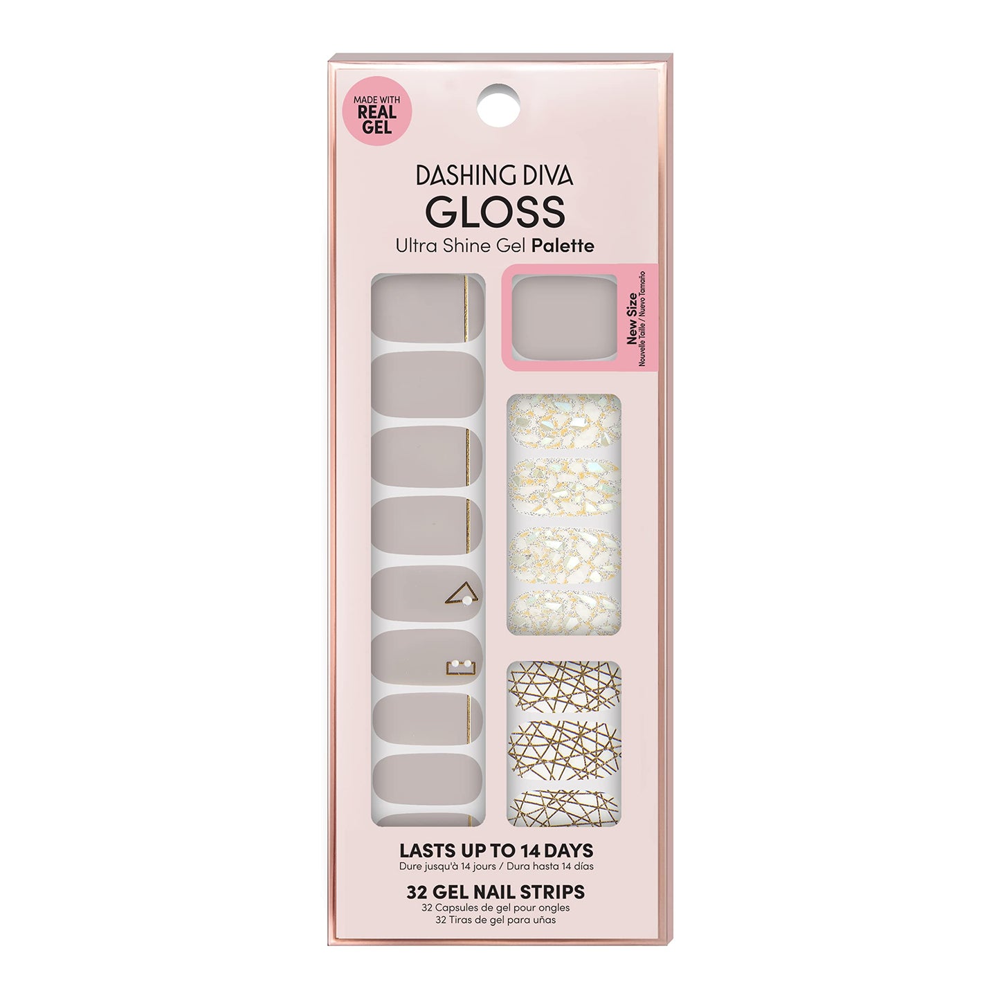 Dashing Diva Gloss Nail Wraps - All Lined Up | UV Free, Chip Resistant, Long Lasting Gel strips | Contains 32 Strips, 1 Prep Pad, 1 File