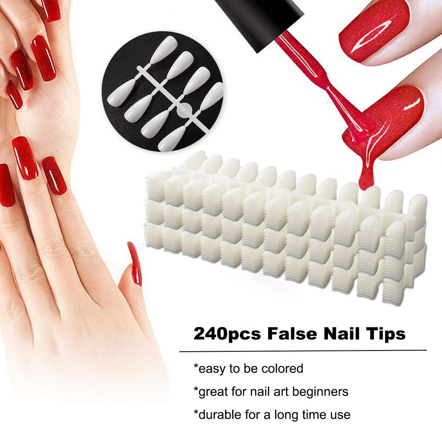Acycoin2A 216 Nail Color Chart Display Gel Polish Color Book with 240 False Nail Tips and Number Sticker (A)
