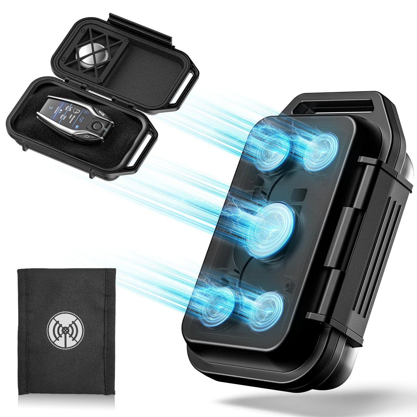 PakWizz Upgraded Magnetic Key Box, Magnetic Key Holder Under Car, Hide a Key Magnetic Car, Waterproof & Dustproof Magnetic Key Hider Outdoor, Magnet Storage Box