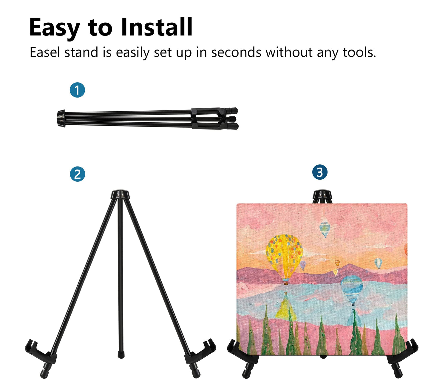 Somime 14" High Tabletop Instant Display Easel - Black Steel Small Tripod Easel Stand with Adjustable Holders for Pictures, Paintings, Posters and Store Signs(2 Pack)