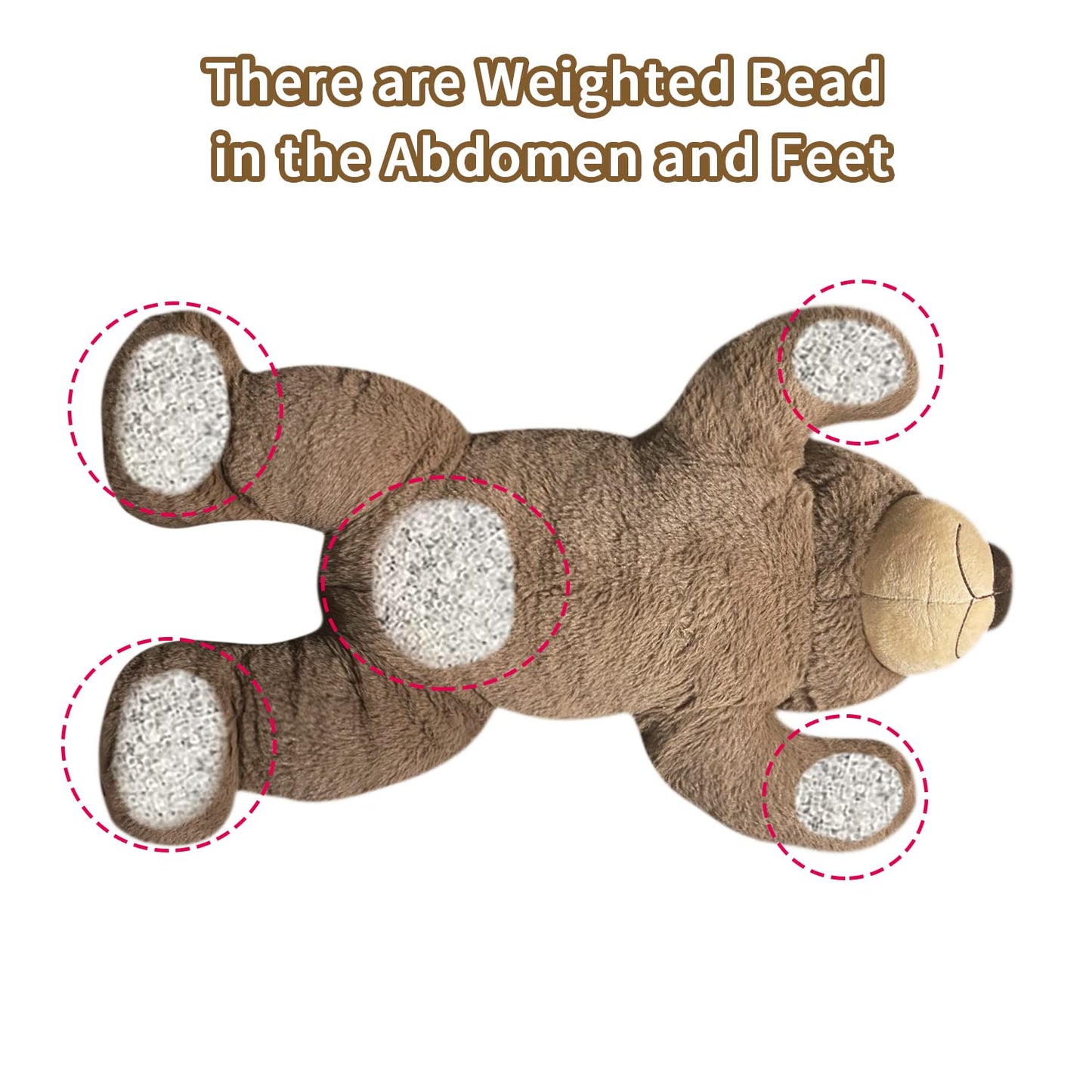Fiosnow Weighted Stuffed Animals for Adults Brown Bear 3.5lbs 24" Weighted Plush Animals for Kids Throw Pillow Hugging Toys