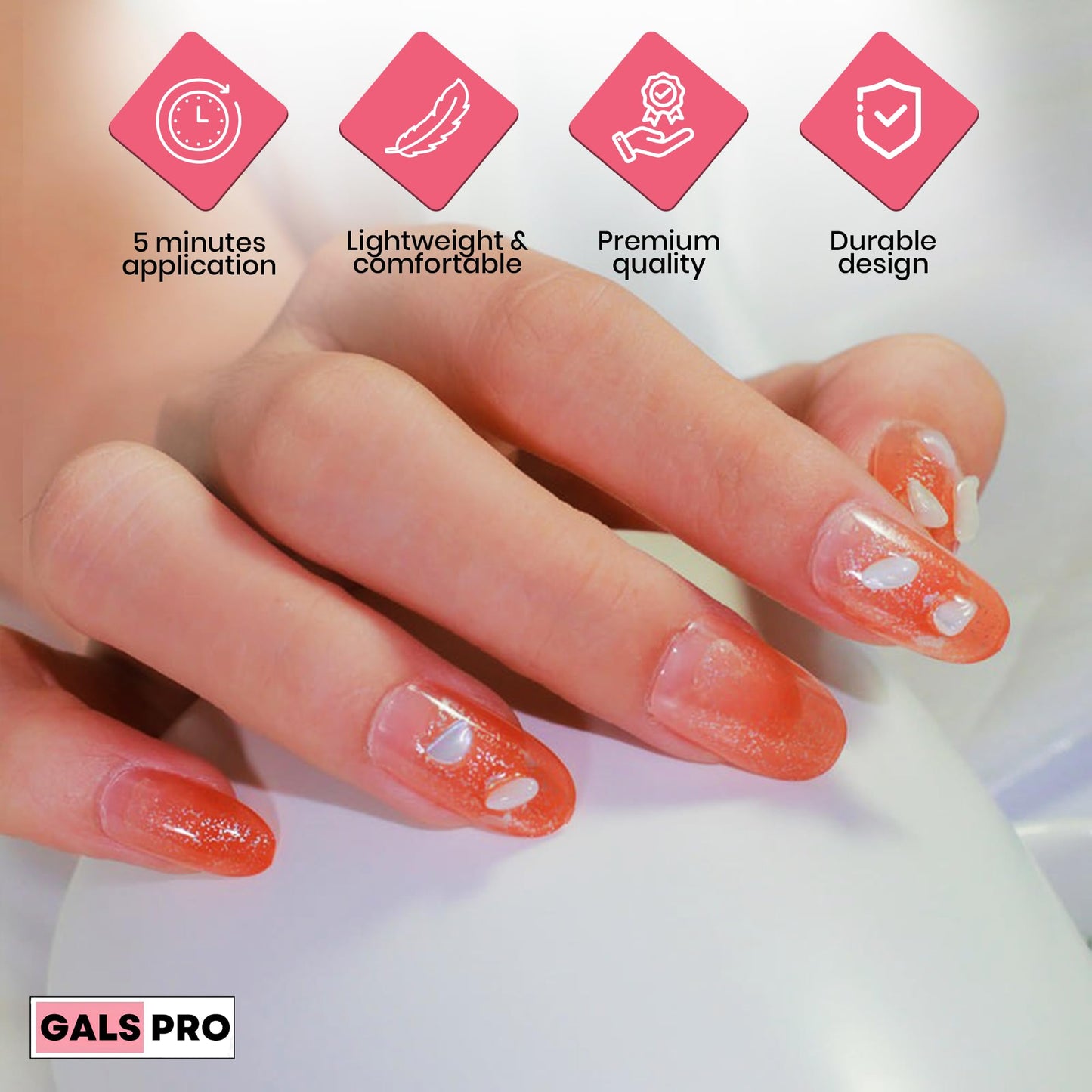 GALSPRO Short Press on Nails - Set of 24 Fake Nails with Designs in 12 Different Sizes for Perfect Fit, Cute False Nails Kit for Women with 0.07oz Nail Glue (COZYTOUCH OVAL SHAPE, Short)