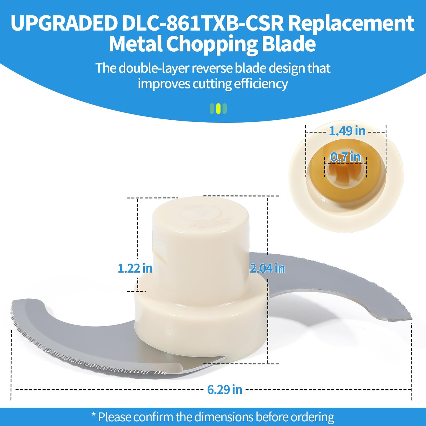 DLC-861TXB-CSR Replacement Chopping Blade – Compatible with Cuisinart 11-Cup Food Processor, Stainless Steel Food Chopper Cutter for DLC-8, DFP-11, DLC-2011 Series – Food Processor Replacement Blade