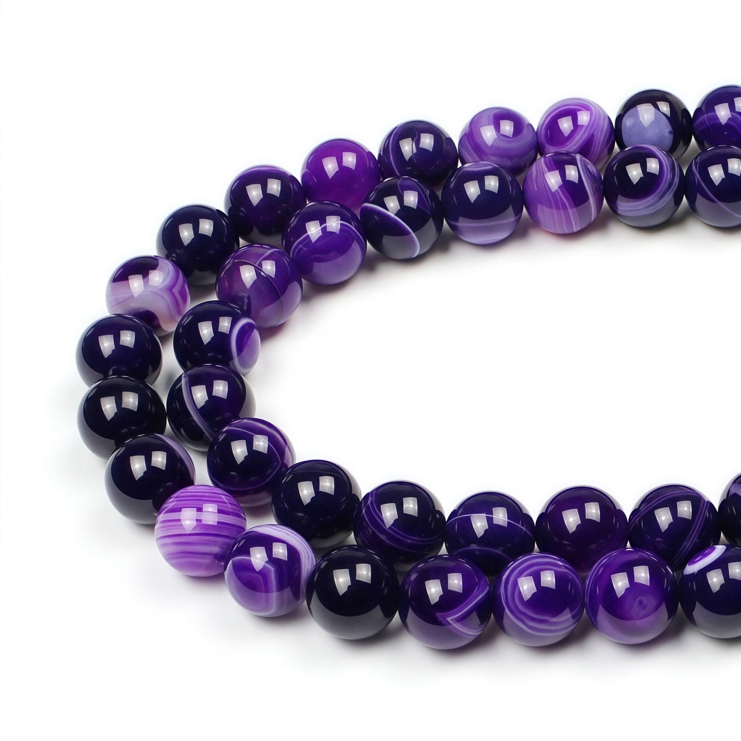 MJDCB Natural Stone Beads Purple Striped Agate Round Loose Beads for Jewelry Making DIY Bracelet Necklace (6mm)