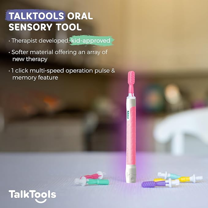 TalkTools Sensi Kit | Oral Sensory Kit for Speech and Feeding Therapy | Improves Jaw Strength, Coordination, and Mobility (Pink)