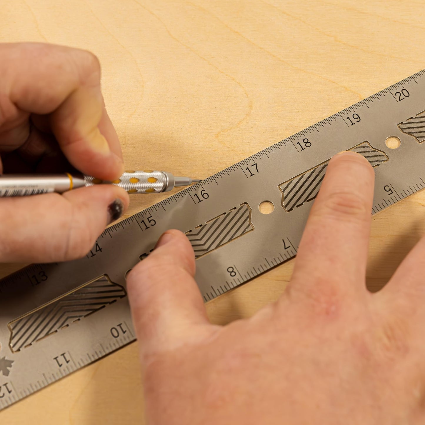 JessEm 07411 Stainless Steel 12 Inch Precision Ruler with Patented Flex Grip and Fade Resistant Markings