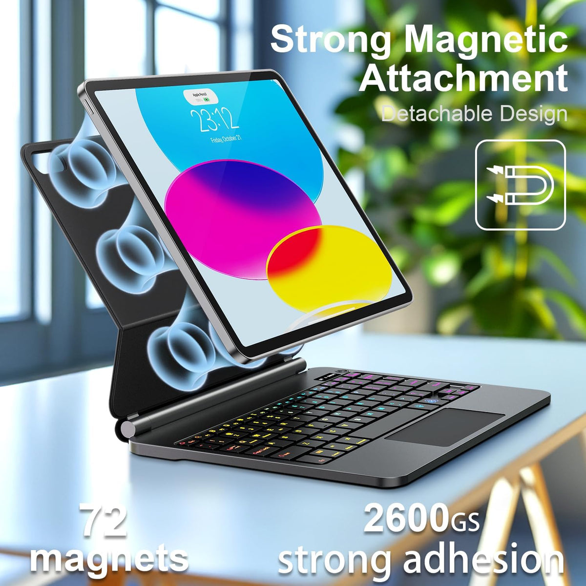 for iPad 11th (A16) & 10th Generation Case with Keyboard – Magic-Style Magnetic – Floating Cantilever Stand - Multi-Touch Trackpad Keyboard Case for iPad 11 inch 2025&10th Gen 10.9 inch (Black)