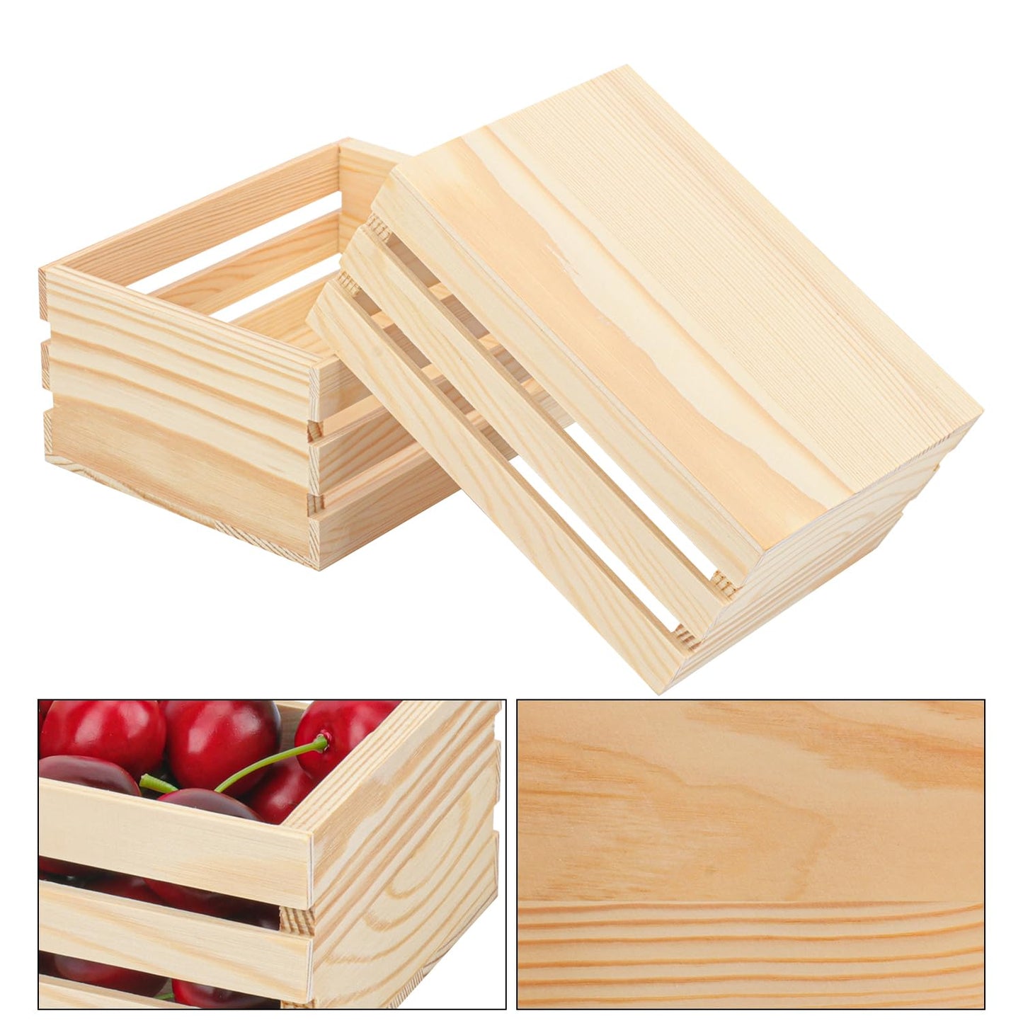 Yiksonyo 8 Pack Small Wooden Crates，6.4 x 4.8 x 2.8 Inch Wood Crate Basket for Display, Storage & Home Decor, Crafts, Kitchen, Bathroom, and More