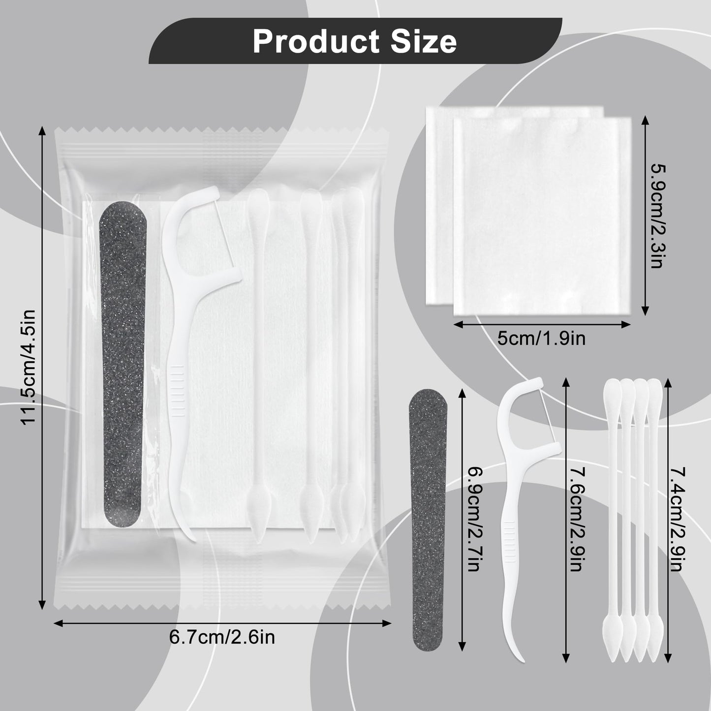 Lomgwumy Bulk Vanity Kits, Hotel Vanity Kits in Individual Packaging, Featuring Cotton Pads, Cotton Swabs, Dental Floss, and Nail Files. Ideal for Travel, Hotels, and Home Use (100-PACK)