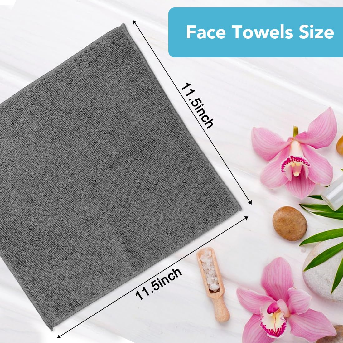 Wash Cloths Face Towels 12x12 Inch 20 Pack (20 Count)