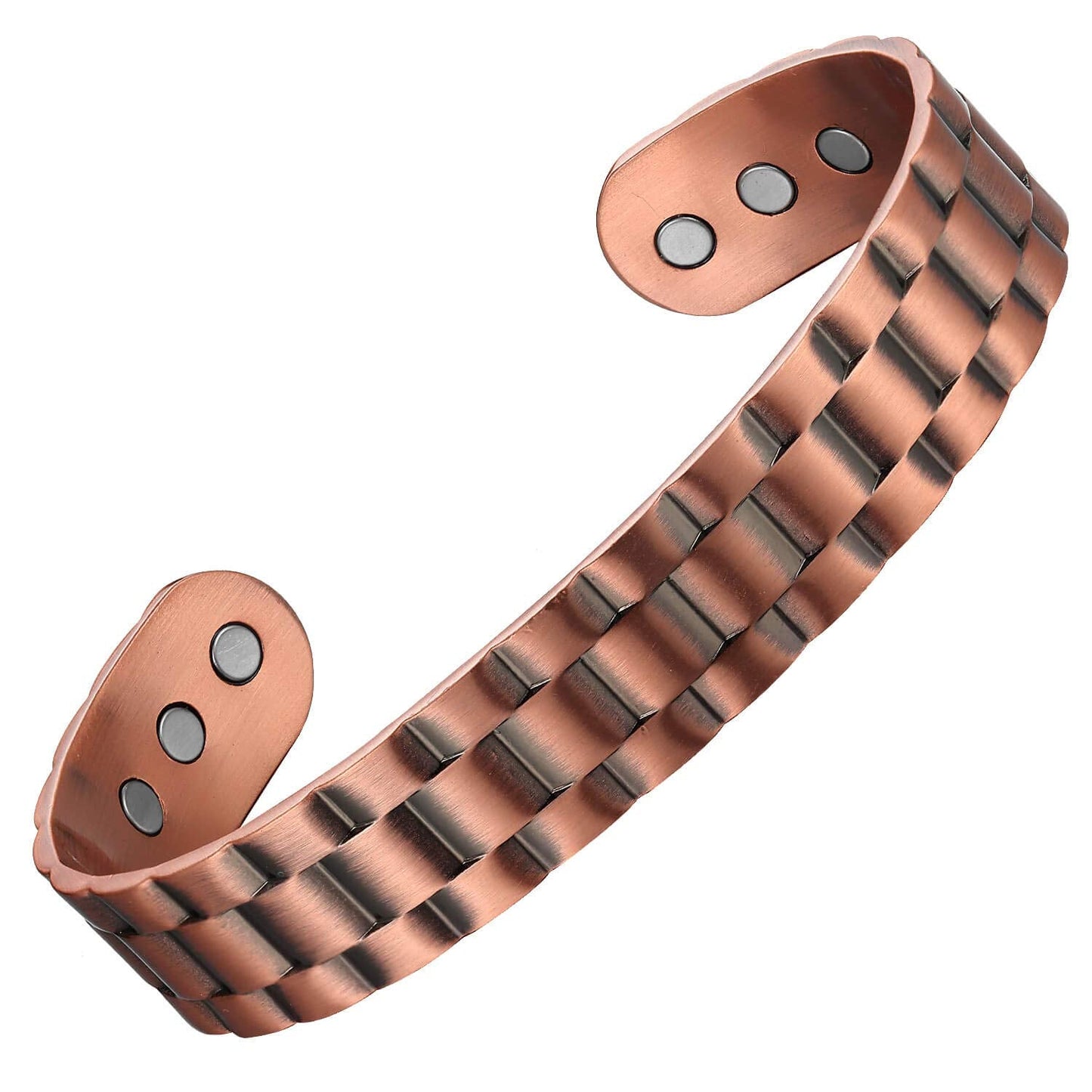 Earth Therapy Black & Bronze Gear Style Copper Cuff Bracelets with Ultra Strength Magnets - Unisex - Adjustable