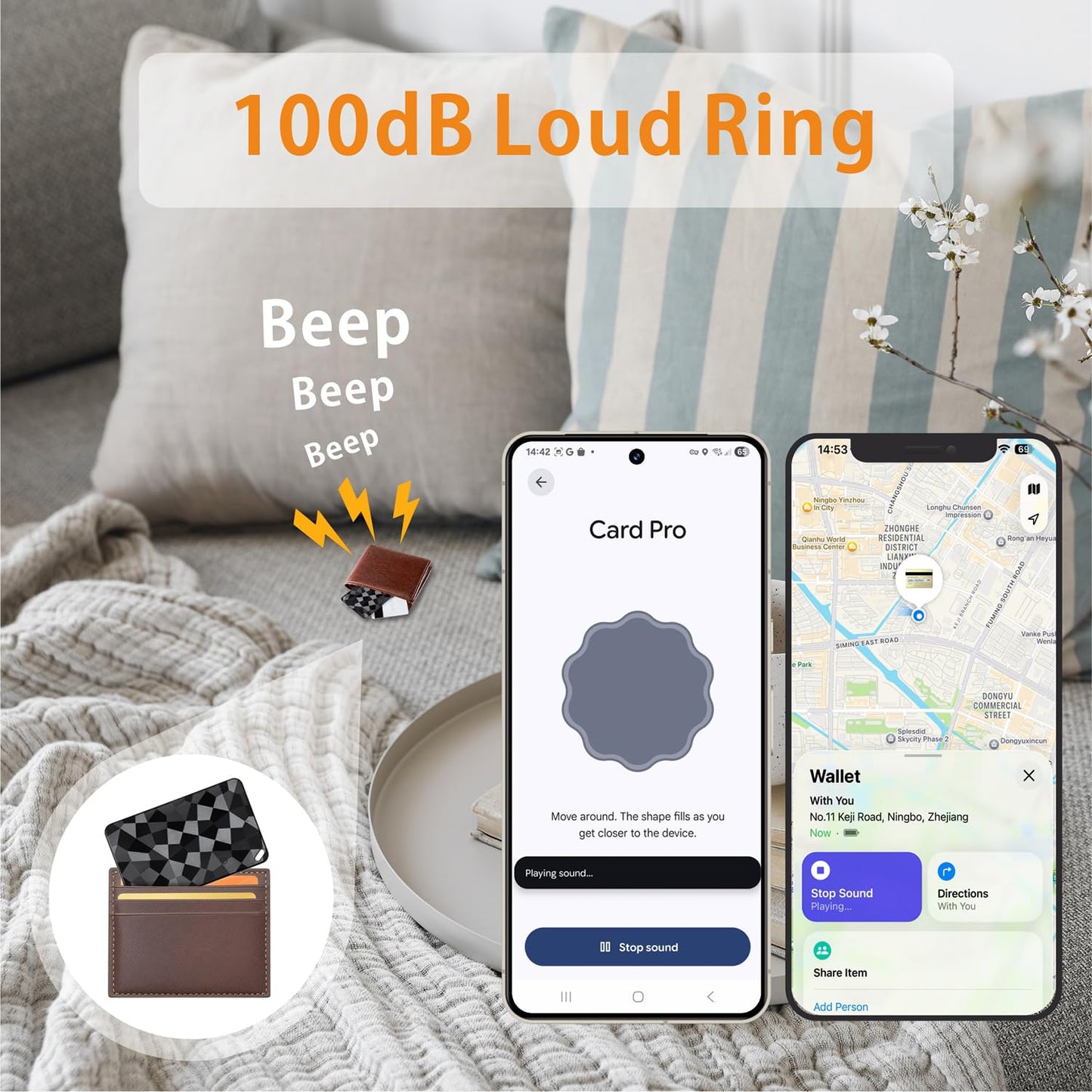 Bestray Bluetooth Wallet Tracker Card for iOS & Android, Apple Find My & Google Find Hub Compatible, Rechargeable Slim Credit Card Locator, 100dB Alarm, No Subscription