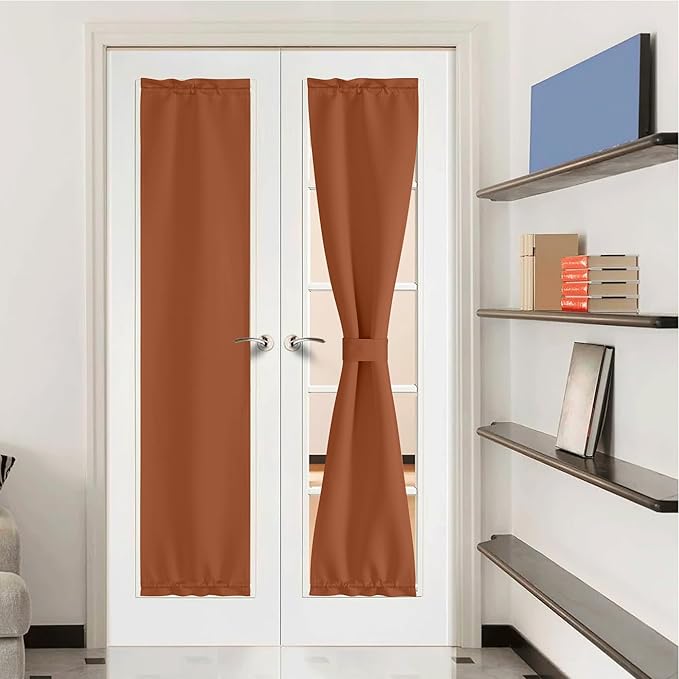 NICETOWN Room Darkening Shades for Entry Door Side - Privacy Window Curtains Thermal Insulate Covering for Patio Glass Front Door Halloween Decor, 12 W x 72 L, Burnt Orange, 1 Panel