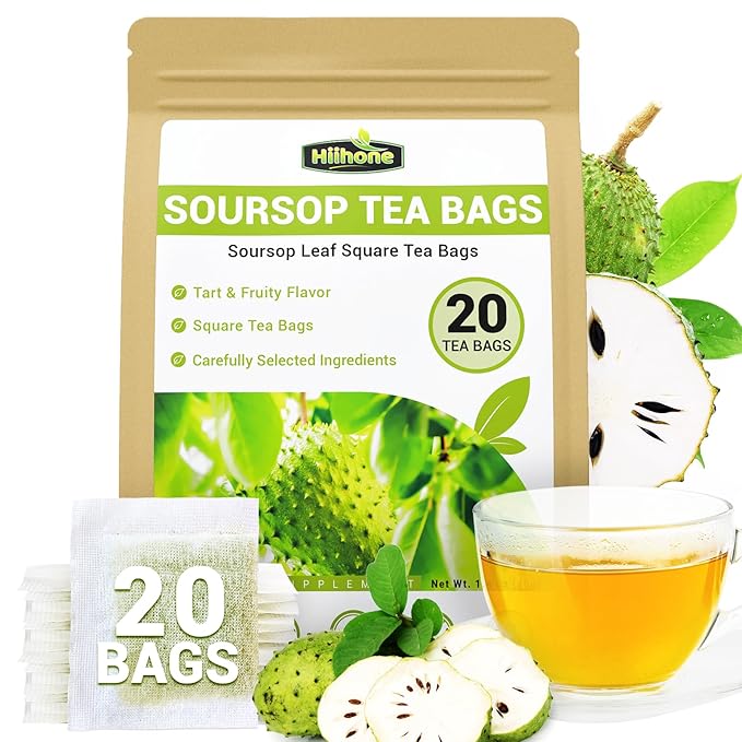 Soursop Graviola Leaf Tea Bags - Caffeine & Sugar Free, 20 Teabags