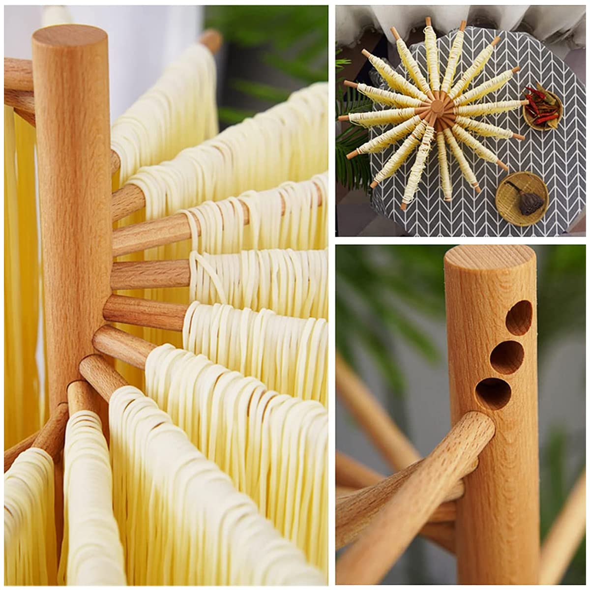 Kandishiex Pasta Drying Rack, 16-Arm Spaghetti Dryer Stand for Homemade Noodles, Quick Setup Kitchen Pasta Hanger for Fresh Pasta Drying and Storage
