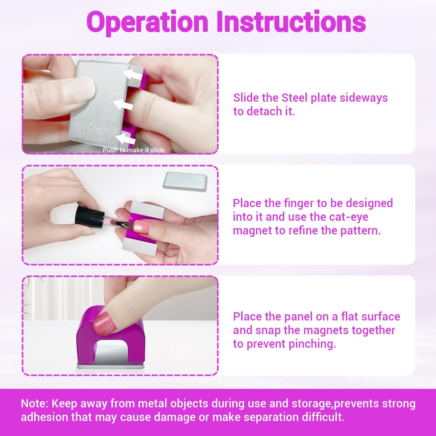 UnicornMAG U-Shaped Horseshoe Nail Art Magnet with 30 lb Magnetic Pull - Heavy Duty Alnico Magnet for Cat Eye, Velvet, Aura, 3D Magnetic Nail Polish Effects (Purple)