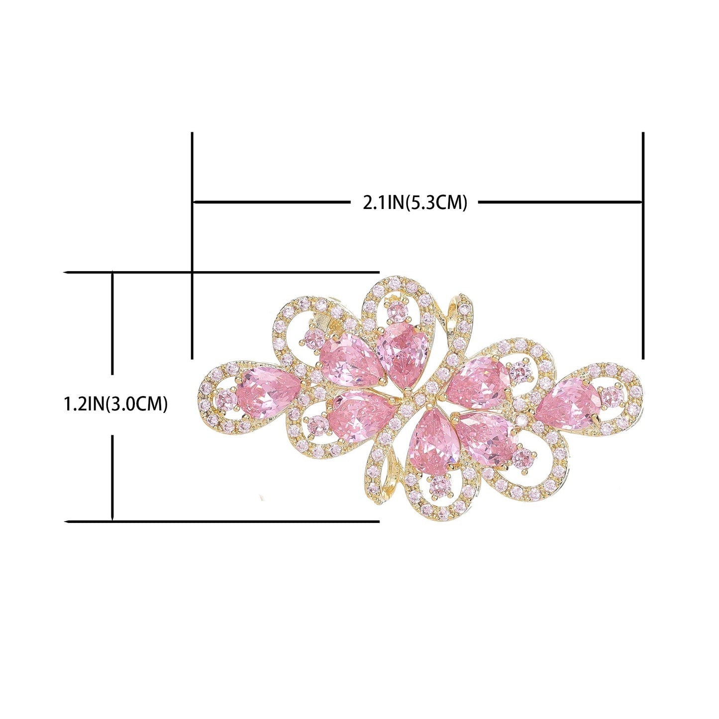 YOQUCOL Vintage Pink Zircon Crystal Rhinestone Bowknot Shape Brooch Pin For Women Golden Tone