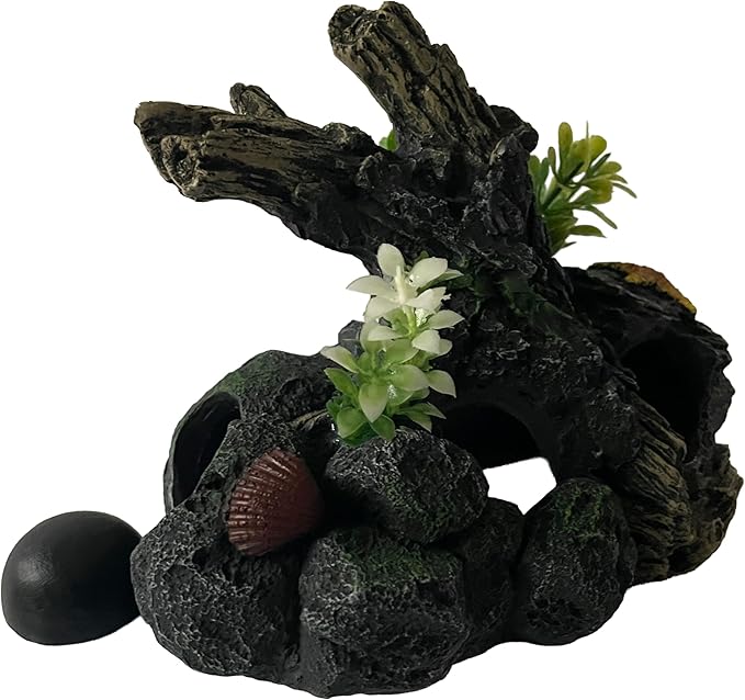 OrnaMounts Aquarium Decor Magnetic Driftwood Outcropping Ornament –Wall-Mounted Fish Tank Accessory