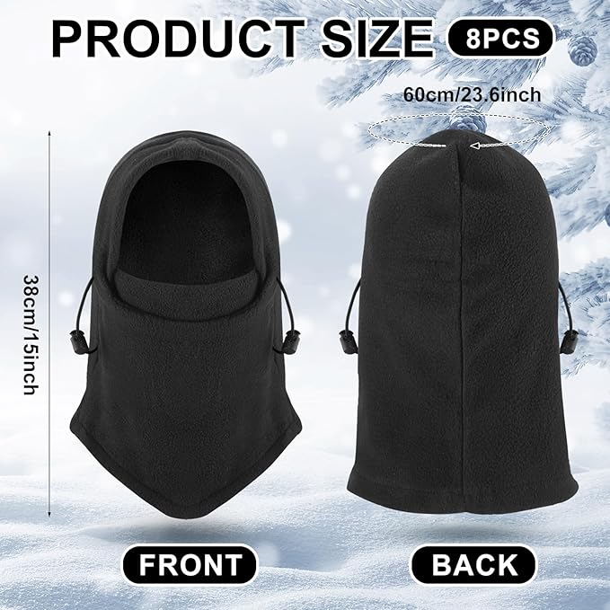 Frienda 8 Pcs Balaclava Ski Mask Men Windproof Warmer Face Covers Adjustable Winter Mask for Men Women