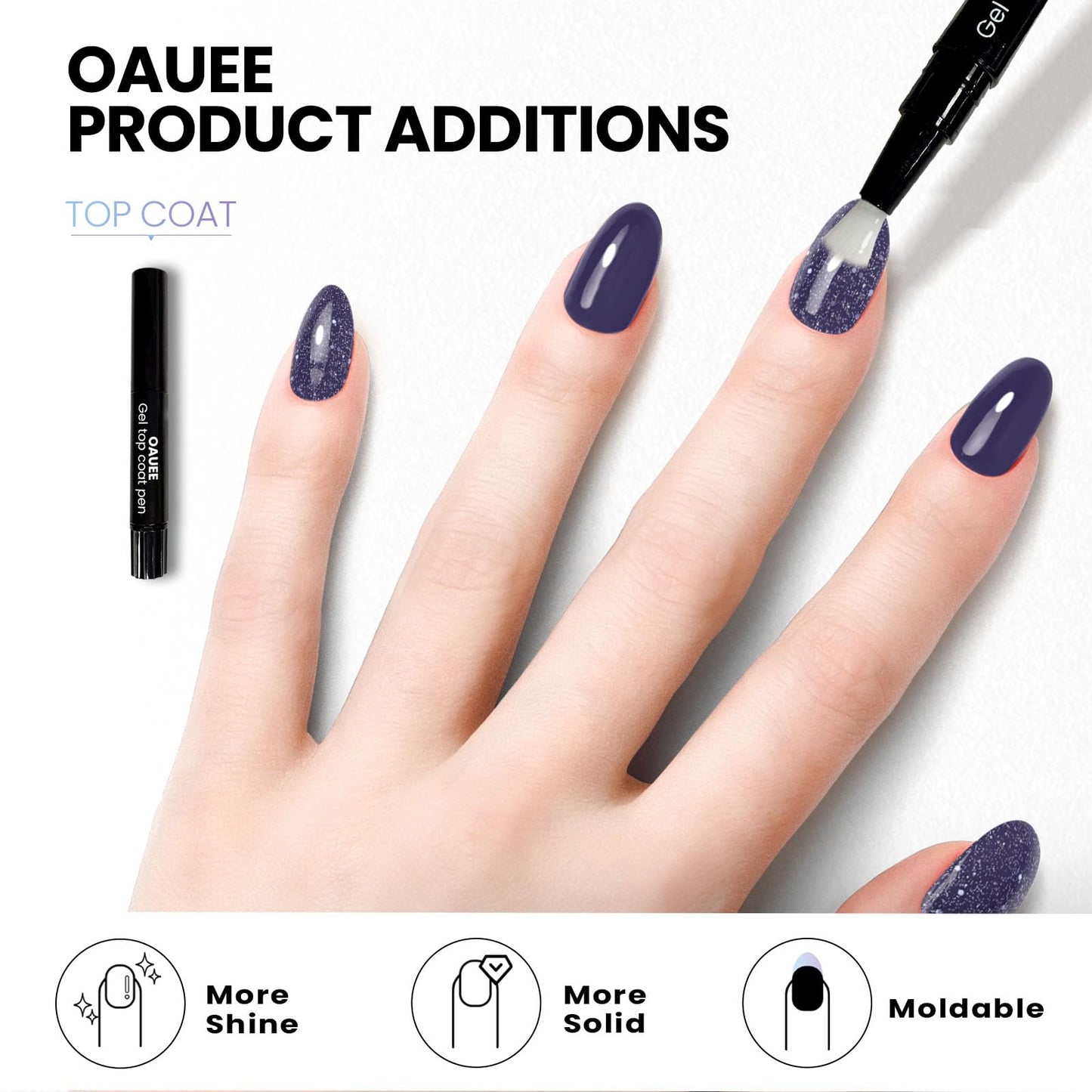 Oauee Semi Cured Gel Nail Strips | Built-In Gel Top Coat | UV Light Required | Salon Quality, Easy Application And Removal (Slate Sparkle)