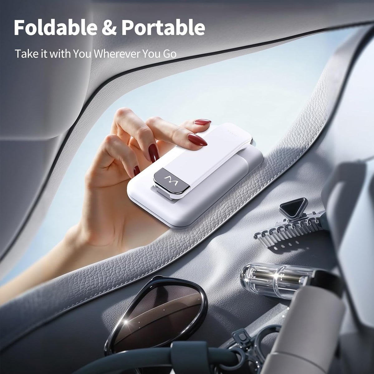 iWALK Magnetic Cell Phone Stand for Desk, Angle and Height Adjustable Mobile Phone Holder, Foldable Magnet Stand for iPhone 16 15 14 13 12 Pro Max and iPad, Cell Phone Holder for Samsung Galaxy, White
