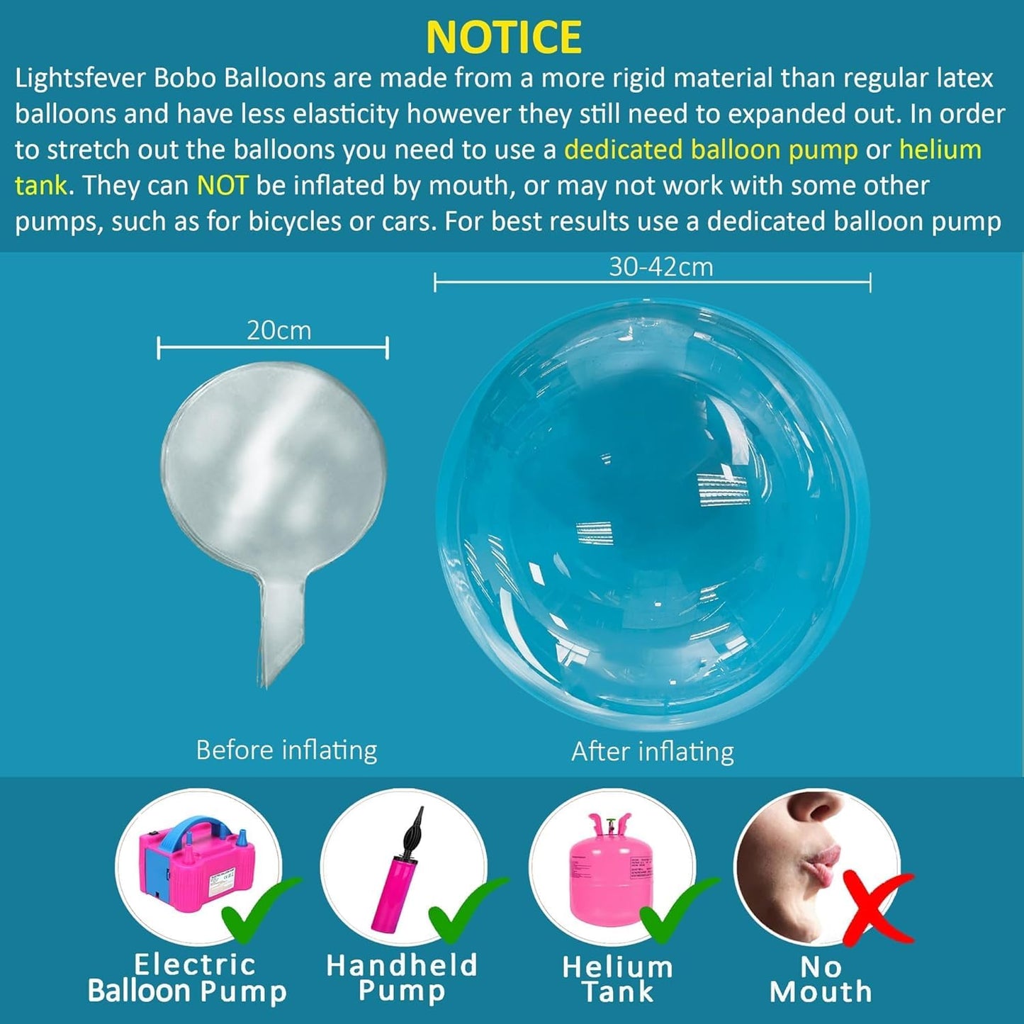 Lightsfever 8pc LED Light up Party Balloons with Batteries, Warm White Lights with Clear Bobo Balloons for Helium or Air, Home Decor Wedding Birthday
