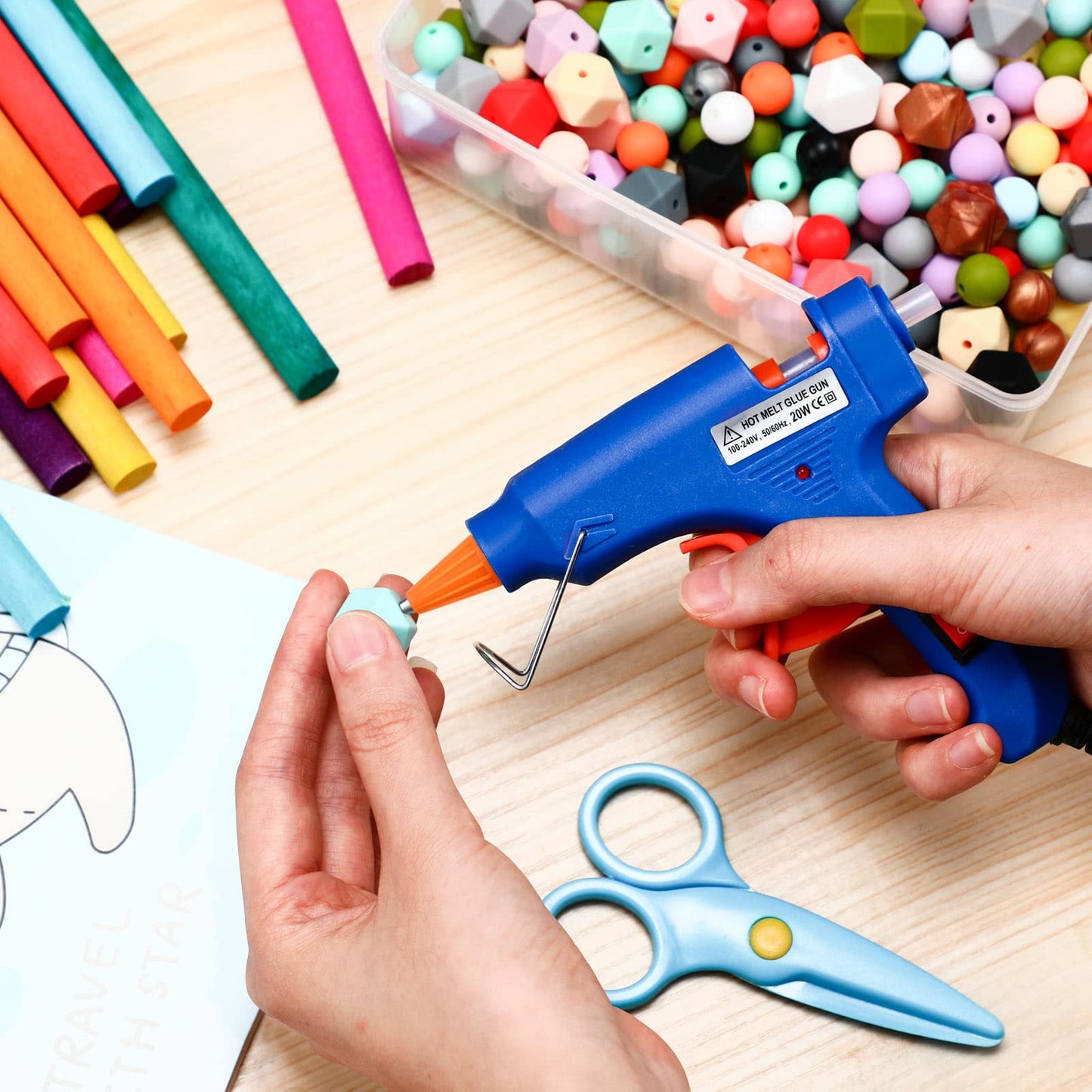 Zhengmy 4 Pieces Mini Hot Glue Gun with Glue Sticks for Class Projects Small Hot Melt Gun for Kids Low Temp with Rubber Protector Craft for DIY Arts, Sealing, Home Repairs, 20 W