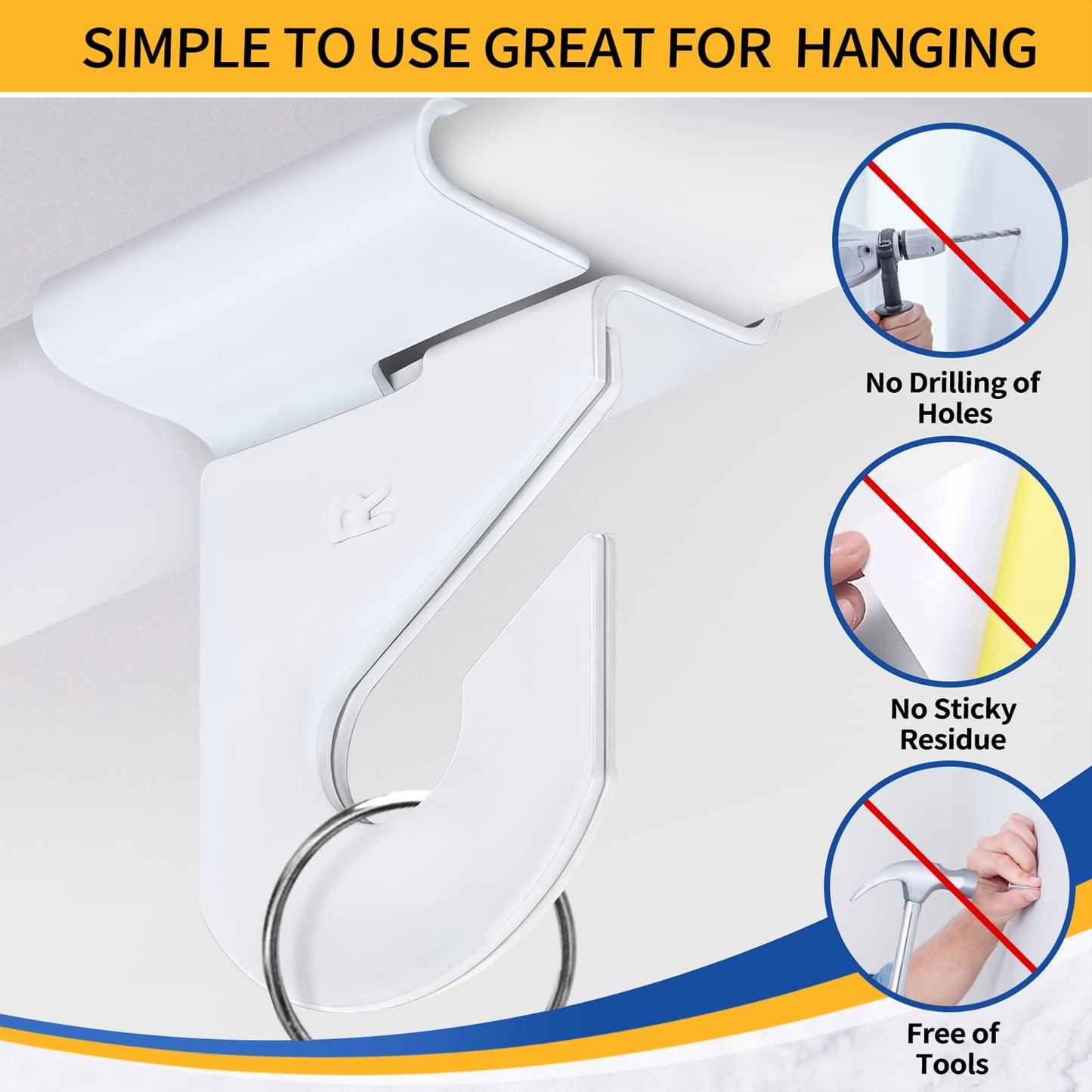 Wakhow 20 Pairs Drop Ceiling Hooks for Hanging, Suspended Track Ceiling Tile Clips, Ceiling Grid Hangers for Decorations from Classroom, Office, Home, Wedding, Hold Up to 20 lbs, 1" W X 1½" H