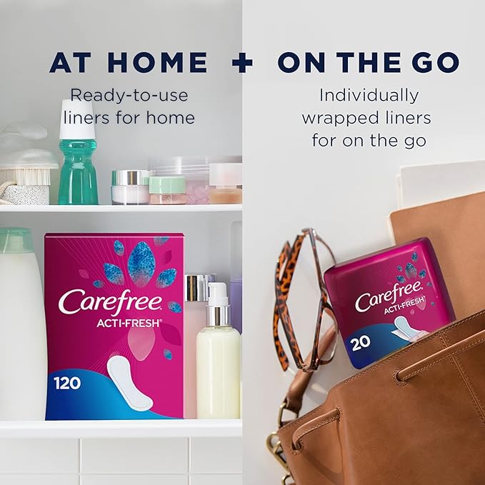 Carefree Acti-Fresh Panty Liners, Thin to Go, Unscented, 22 Count (Pack of 12)