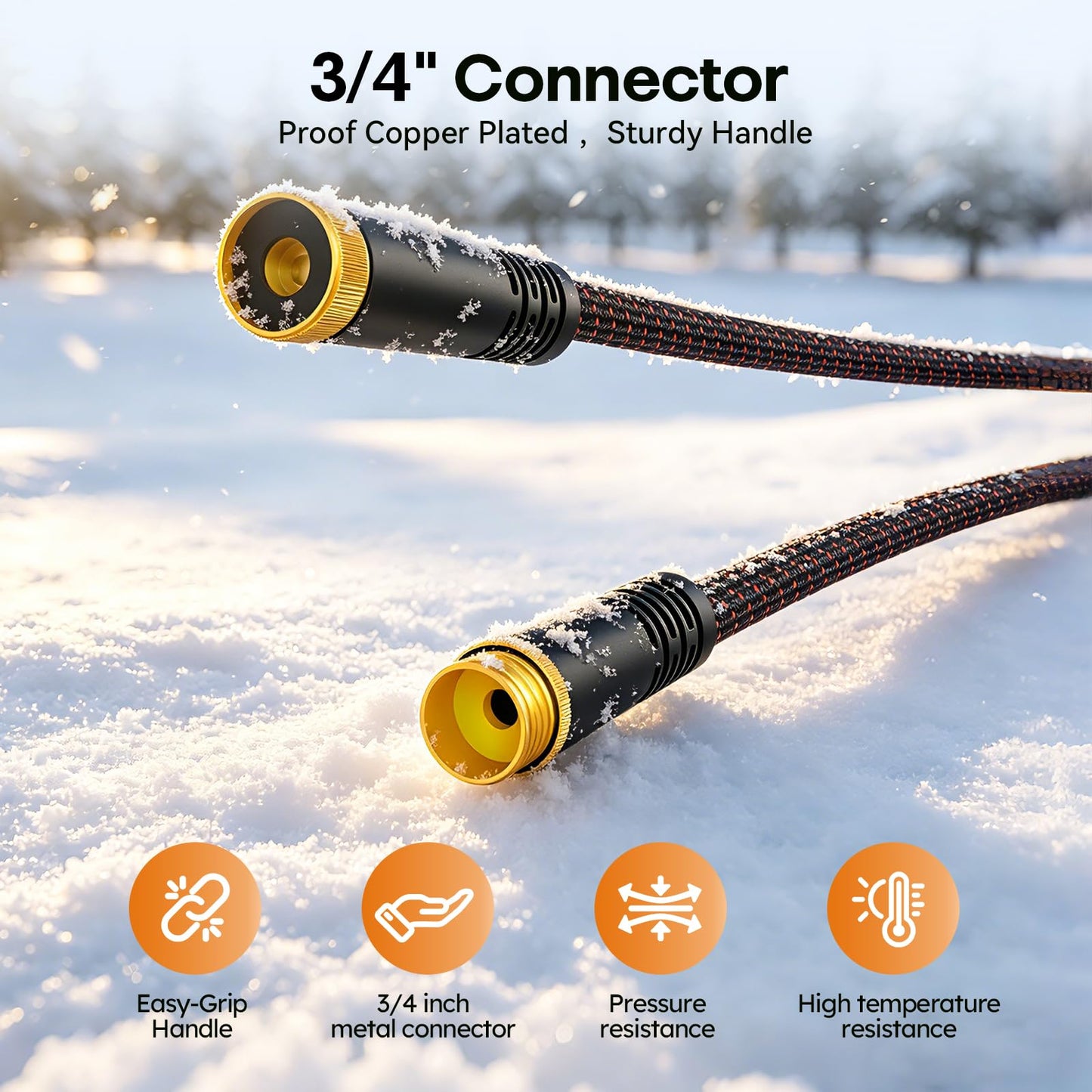 Garden Hose, 3/4" Flexible Water Hose Ultra Lightweight, Non-Expandable with 10 Function Nozzle, Kink-Free, Leak-Proof, 360° Swivel, Abrasion Resistant & Easy to Store for Yard Lawn, Outdoor (75ft)