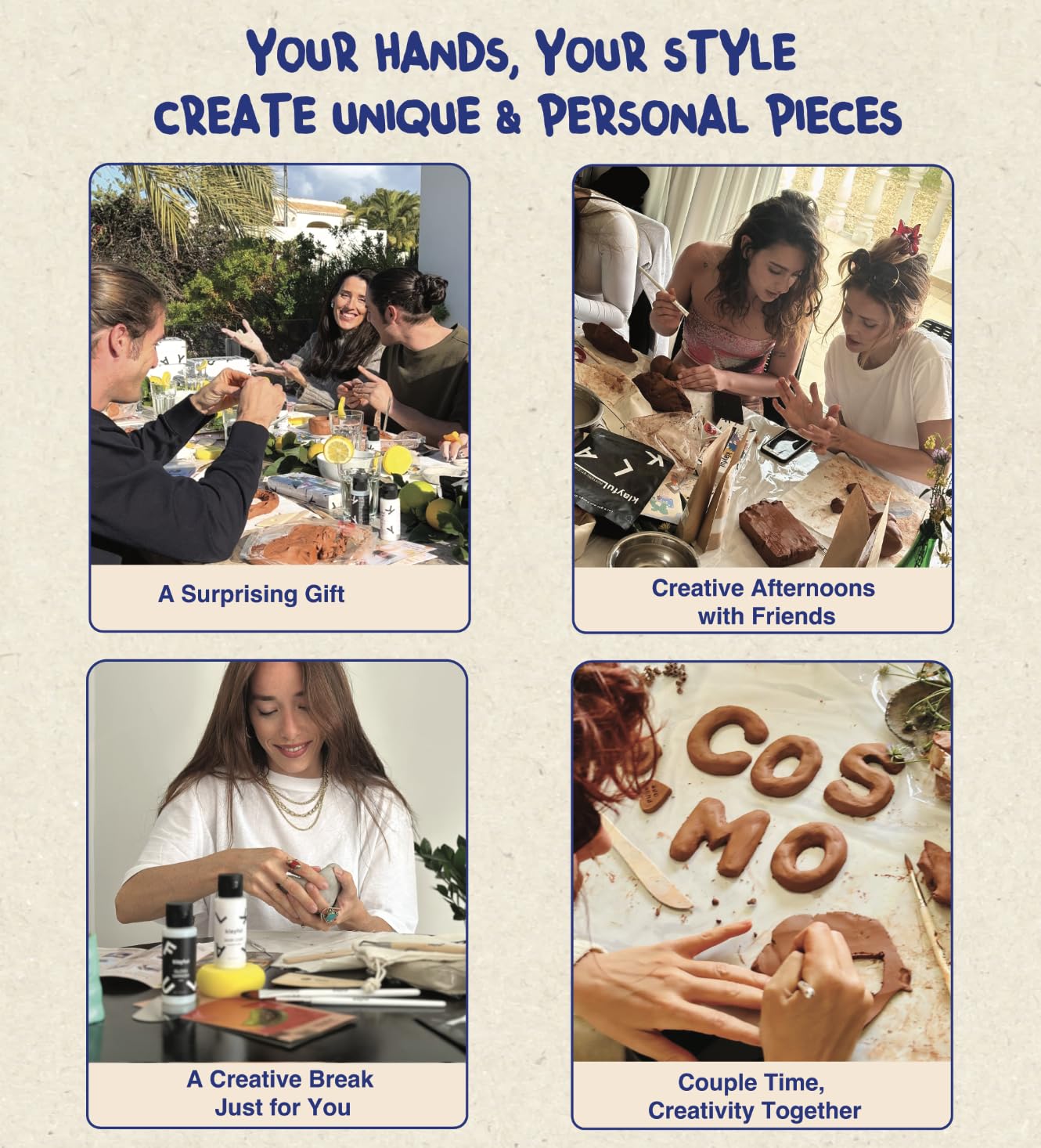 KLAYFUL Pottery Kit for Adults – 6,6lbs Air Dry Clay Pottery Set with Tools, Paints & Brushes – DIY Arts & Crafts Kit for Beginners & Couples | Creative Gift Set for Relaxing Date Night Crafts