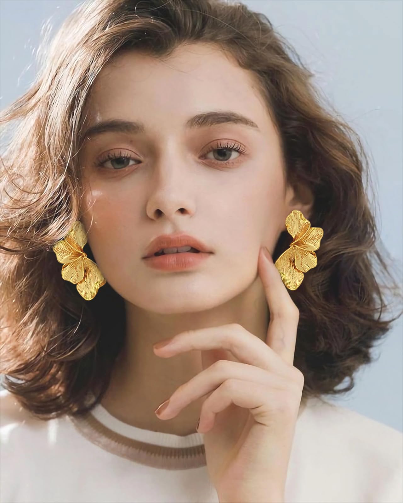 ENSKEFEN Chunky Large Flower Earrings for Women Trendy Bohemian Vintage Statement Floral Dangle Earrings