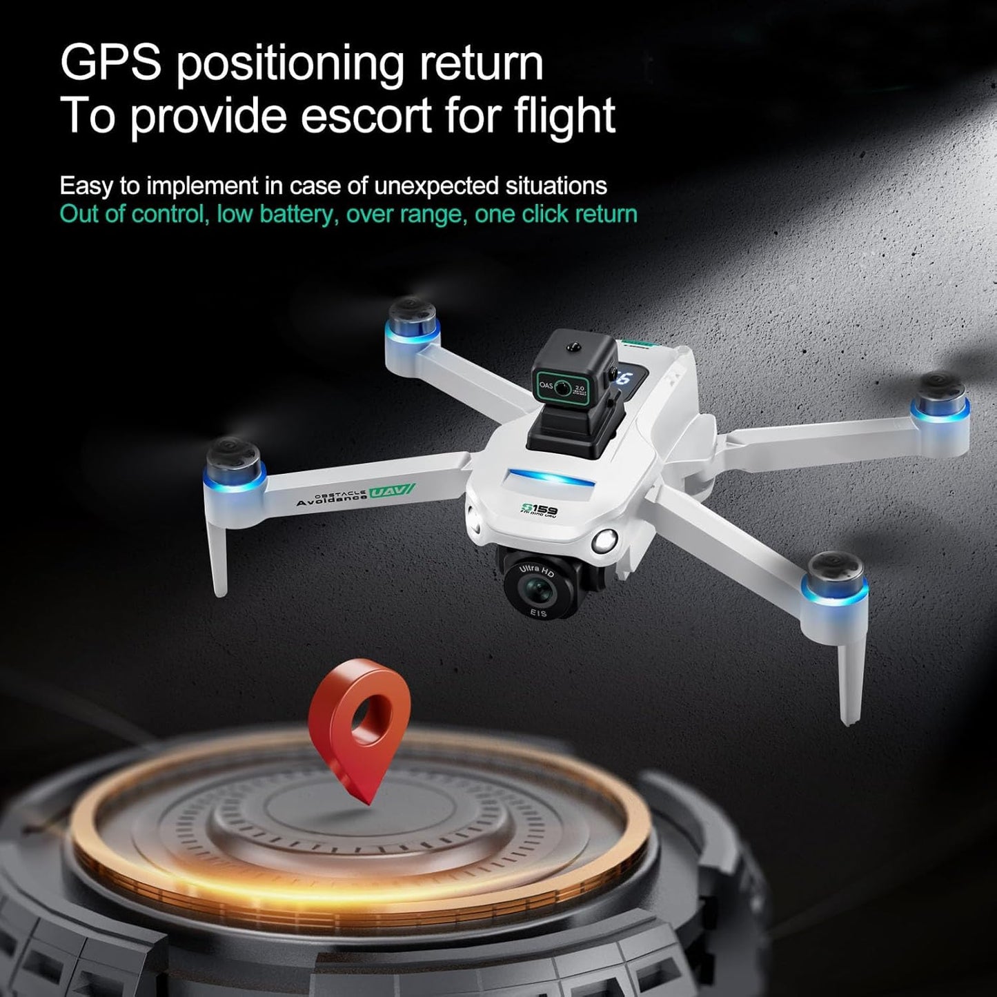 Drone with Camera 4k, GPS HD Drones for Adults, Remote Controller with Screen, Obstacle Avoidance, Brushless Motor FPV, 5G Transmission, 2 Battery, Professional