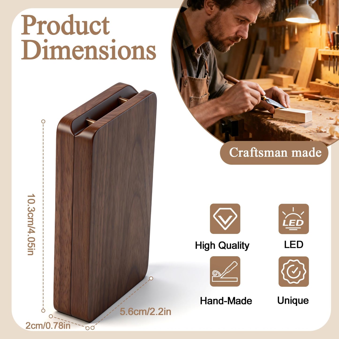 Yookin Wooden Engagement Ring Box For Proposal Valentine's Day Jewelry Gift Box Wood Rotating Wedding Day Ring Box With Led Light Gift Packaging(Black Walnut)