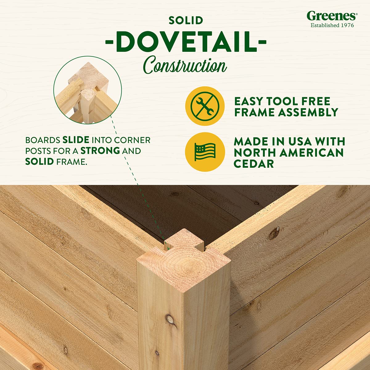 Greenes Fence Premium Cedar Elevated Planter, 16" x 16" x 21" (3/4" Thick) - Made in USA with North American Cedar