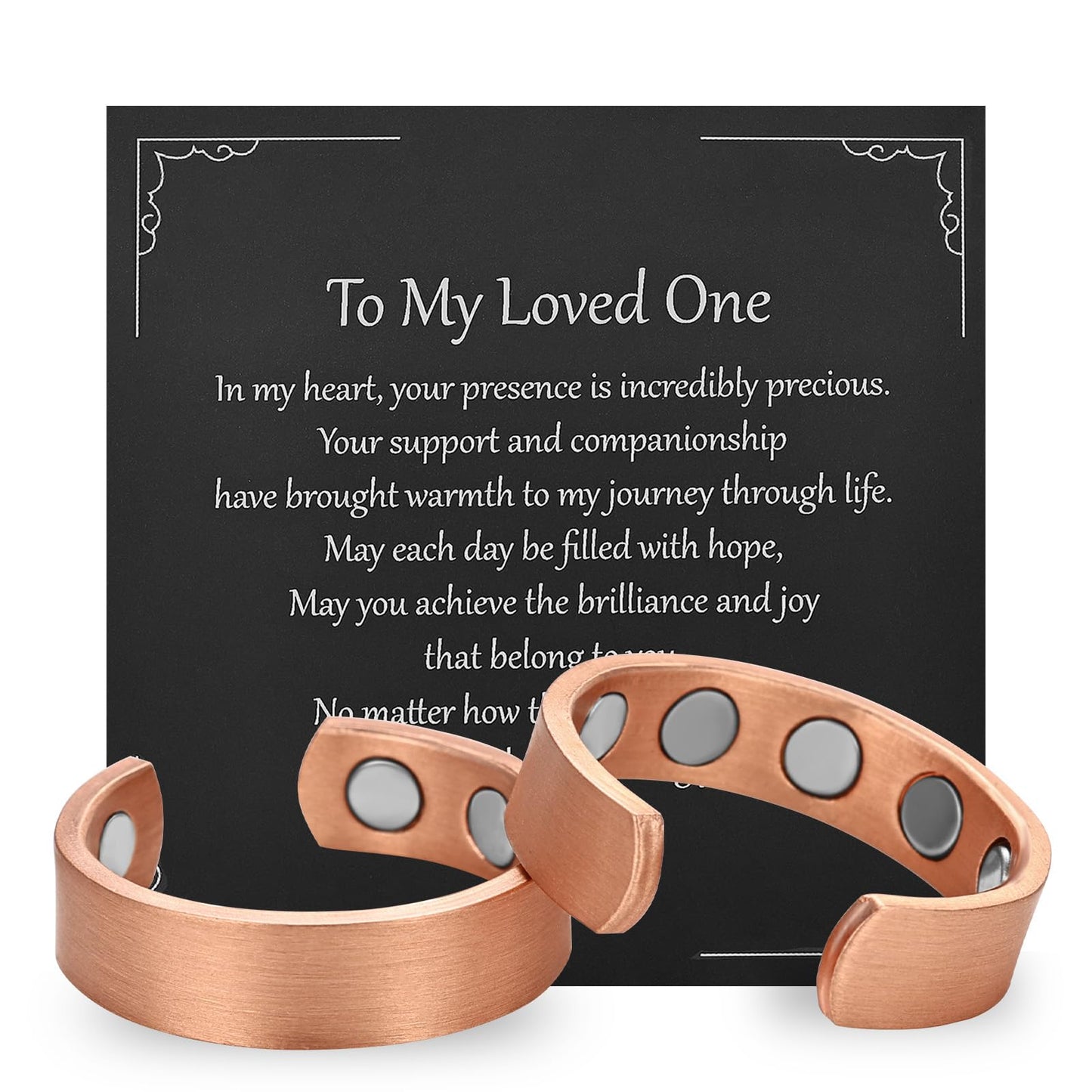 MagEnergy 2PCS Copper Rings for Men & Women, 99.9% Pure Copper Magnetic Adjustable Thumb Ring with Strong Magnet, Lymphatic Therapy Jewelry Gift with Present Box
