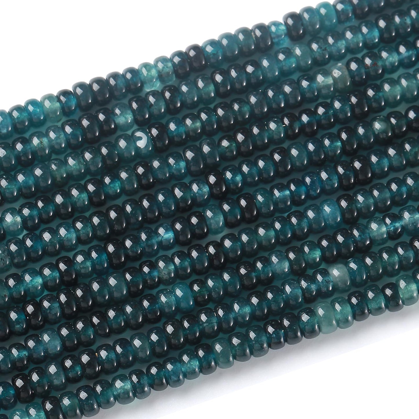 150PCS 2x4mm Natural Dark Blue Jade Rondelle Beads Abacus Disk Stone Beads Round Loose Spacer Gemstone for DIY Bracelet Necklace Jewelry Making