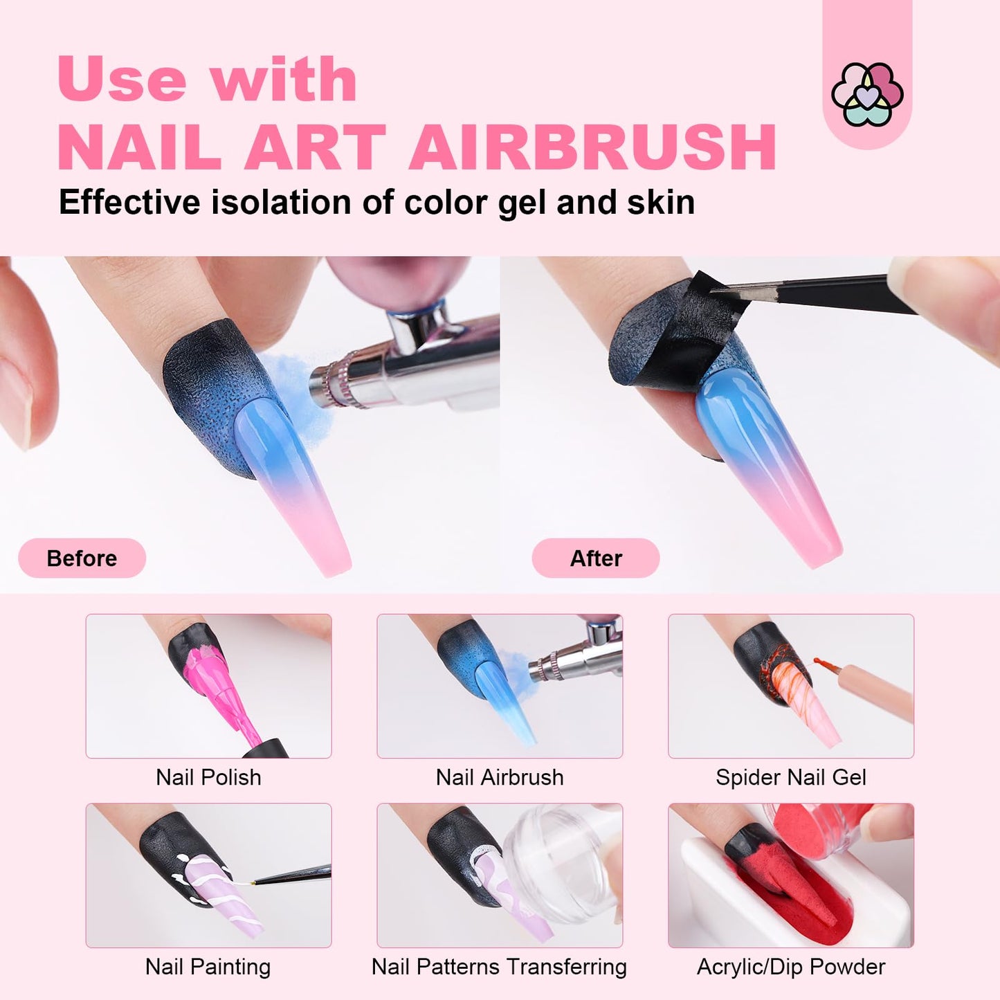 SAVILAND Nail Polish Protector for Fingers: 100PCS U V Protection U-Shaped Nail Protector Cuticle Protector for Nails Painting Peel Off Nails Tape for Airbrush Gel Polish Nail Art