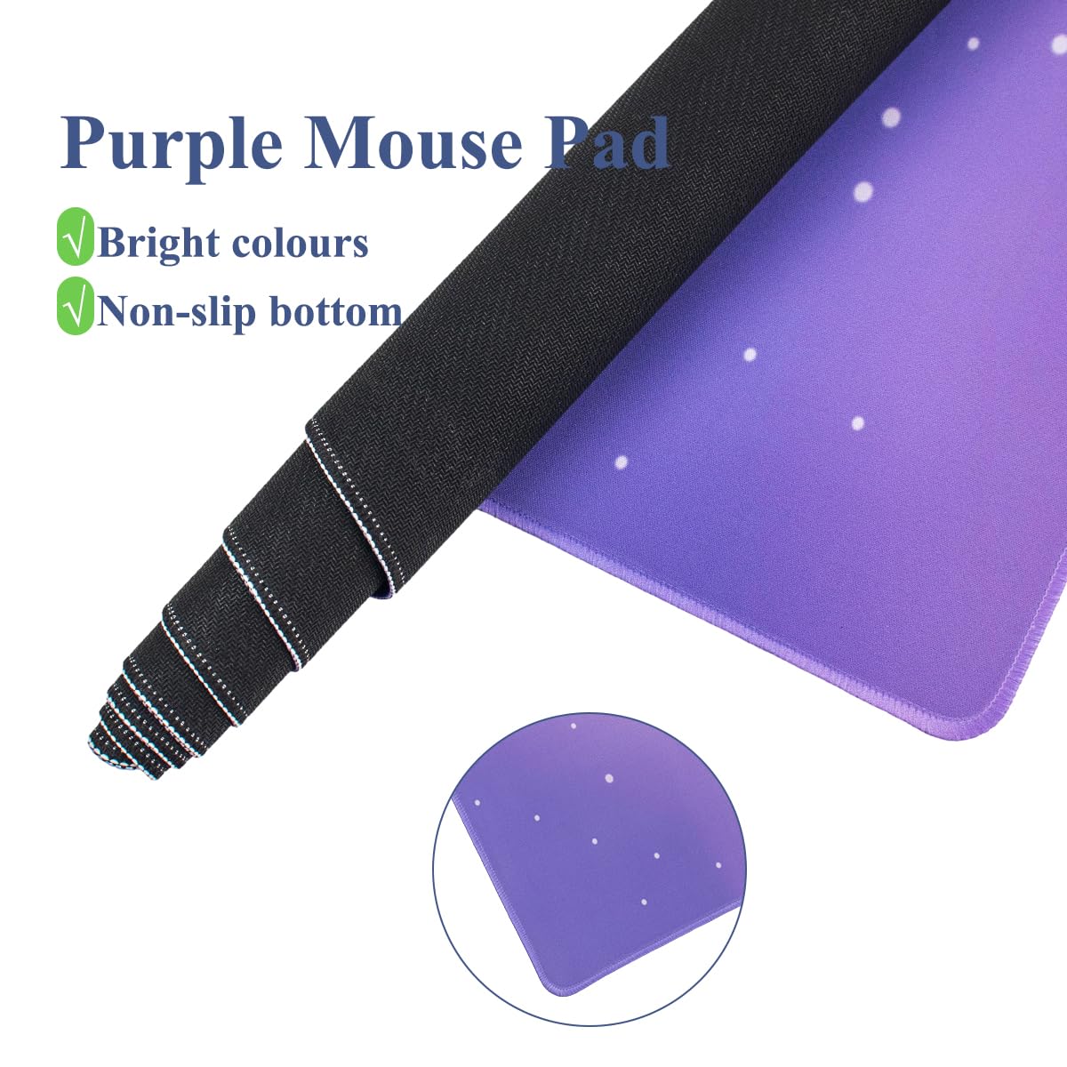 Gaming Desk Mat with Keyboard Wrist Rest Set, 4 in 1 Large Mouse Pad & Cloud Keyboard Wrist Rest& Mouse Wrist Rest&Coaster, Comfort and Support for Typing and Gaming(Purple Starry Night)