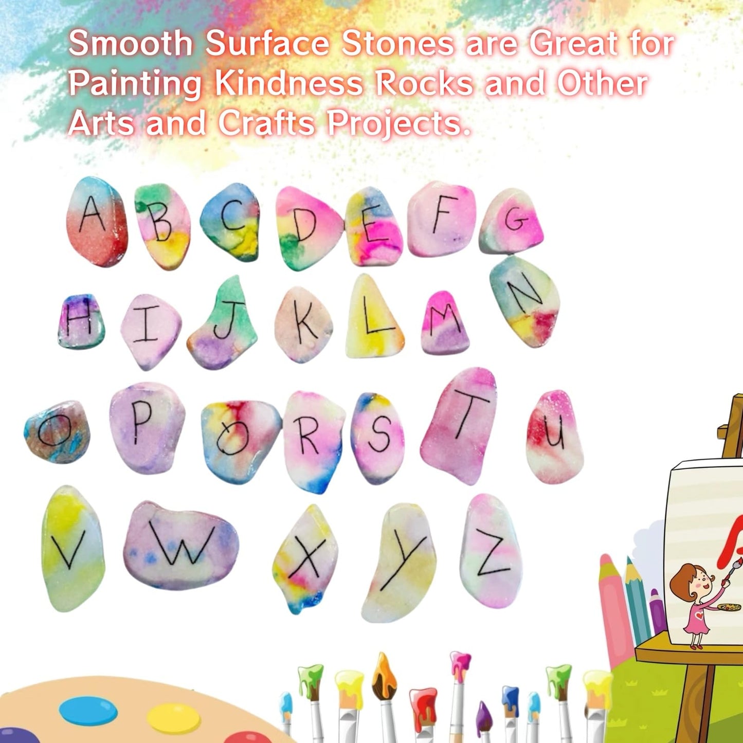 Lifetop 50PCS White Rocks for Painting, 1.2"-2.0" Smooth Natural Irregular DIY Craft Supplies, Flat Surface Arts and Crafting